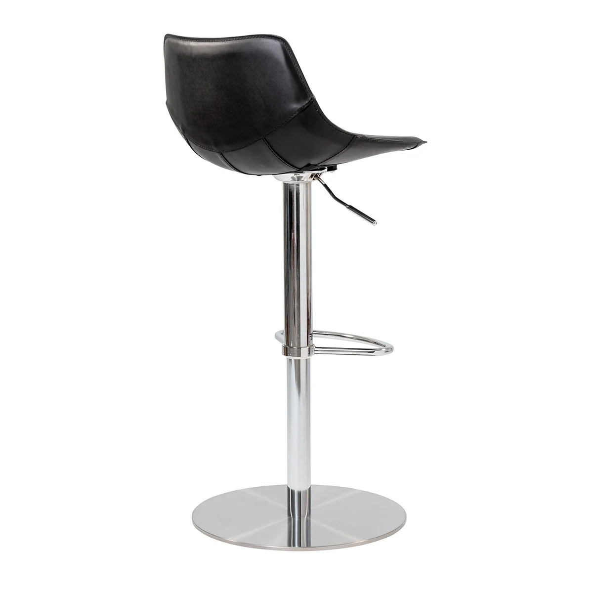 40" Black And Silver Steel Swivel Low Back Bar Height Chair With Footrest By Homeroots - Image 5