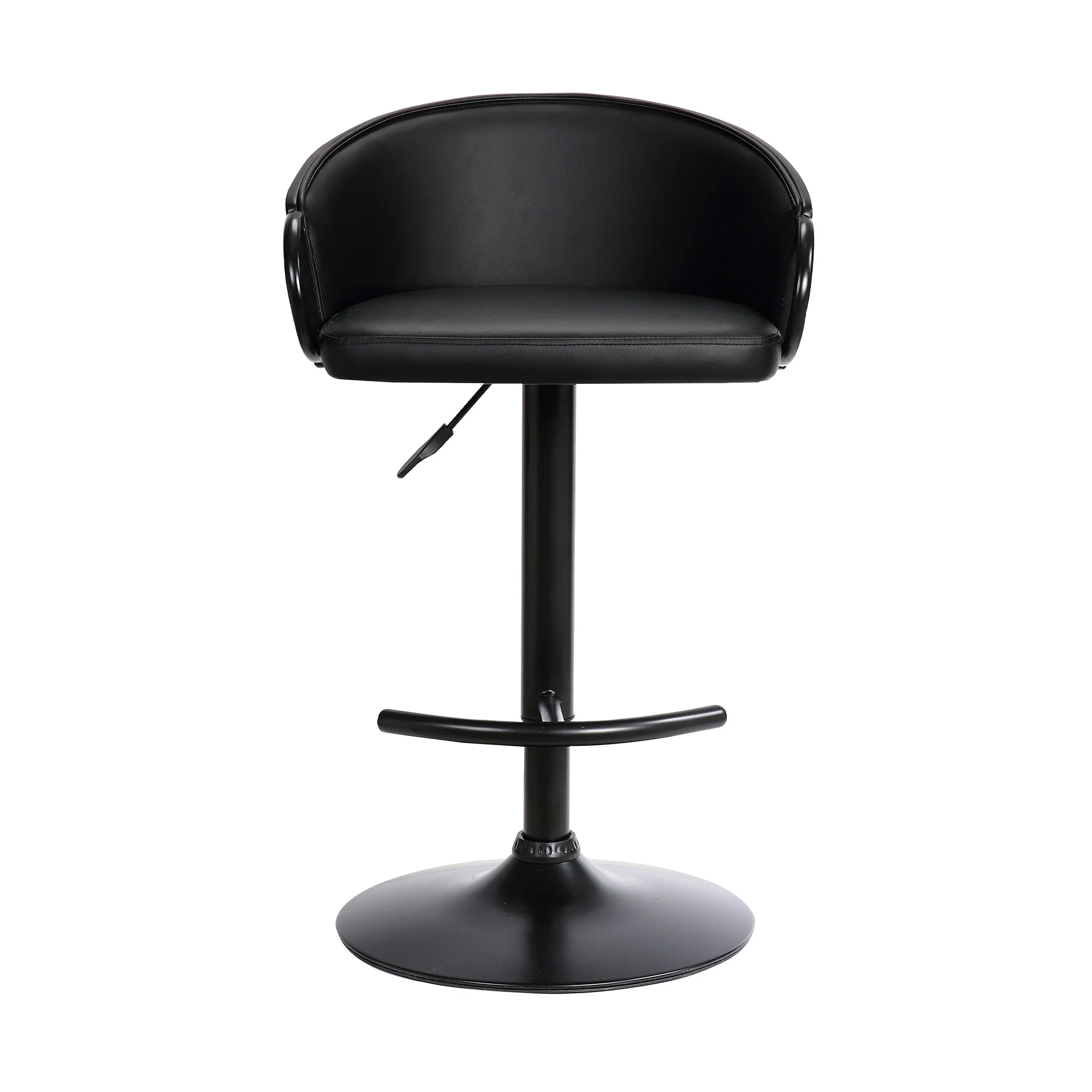 40" Black Faux Leather And Iron Swivel Low Back Adjustable Height Bar Chair With Footrest By Homeroots - Image 2