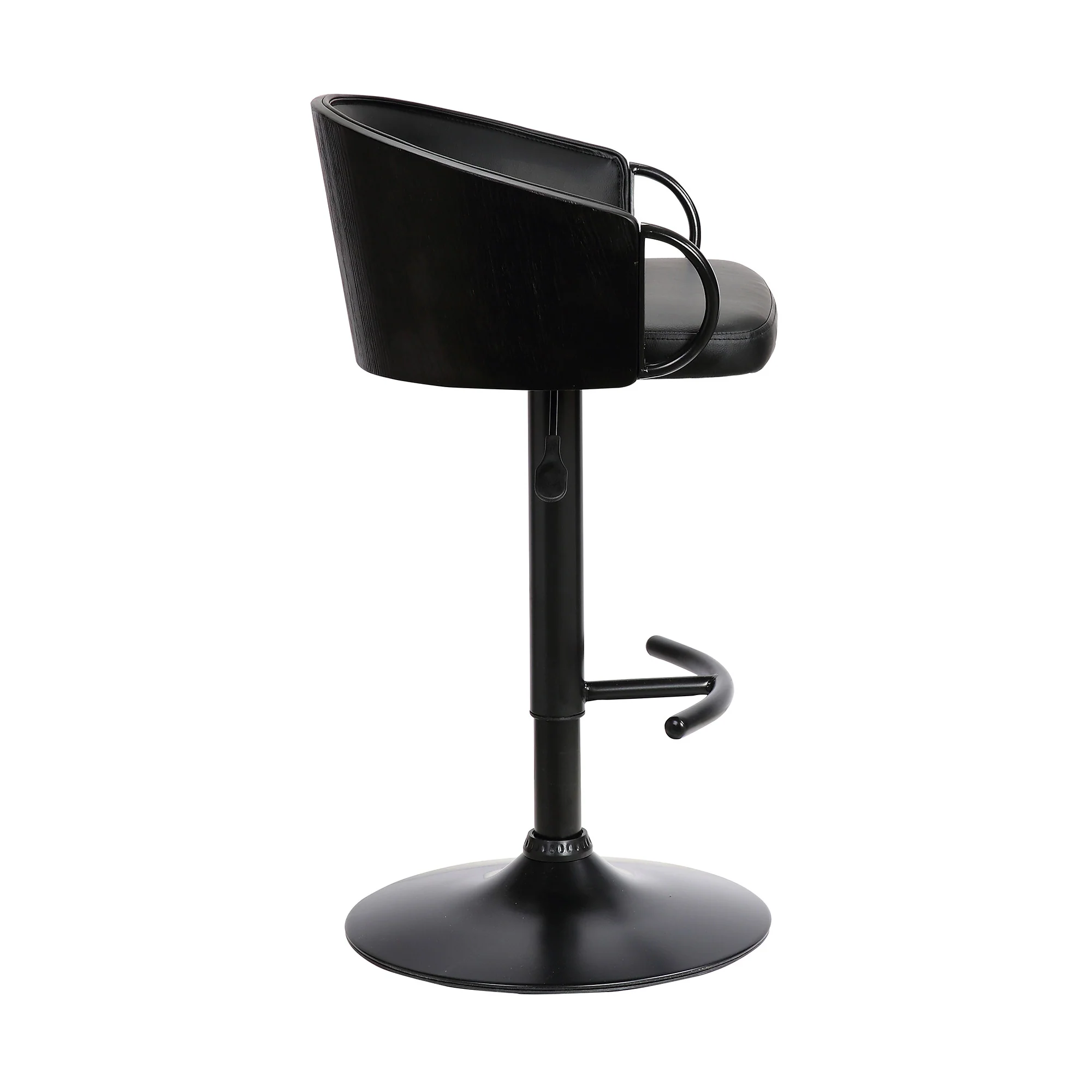 40" Black Faux Leather And Iron Swivel Low Back Adjustable Height Bar Chair With Footrest By Homeroots - Image 3