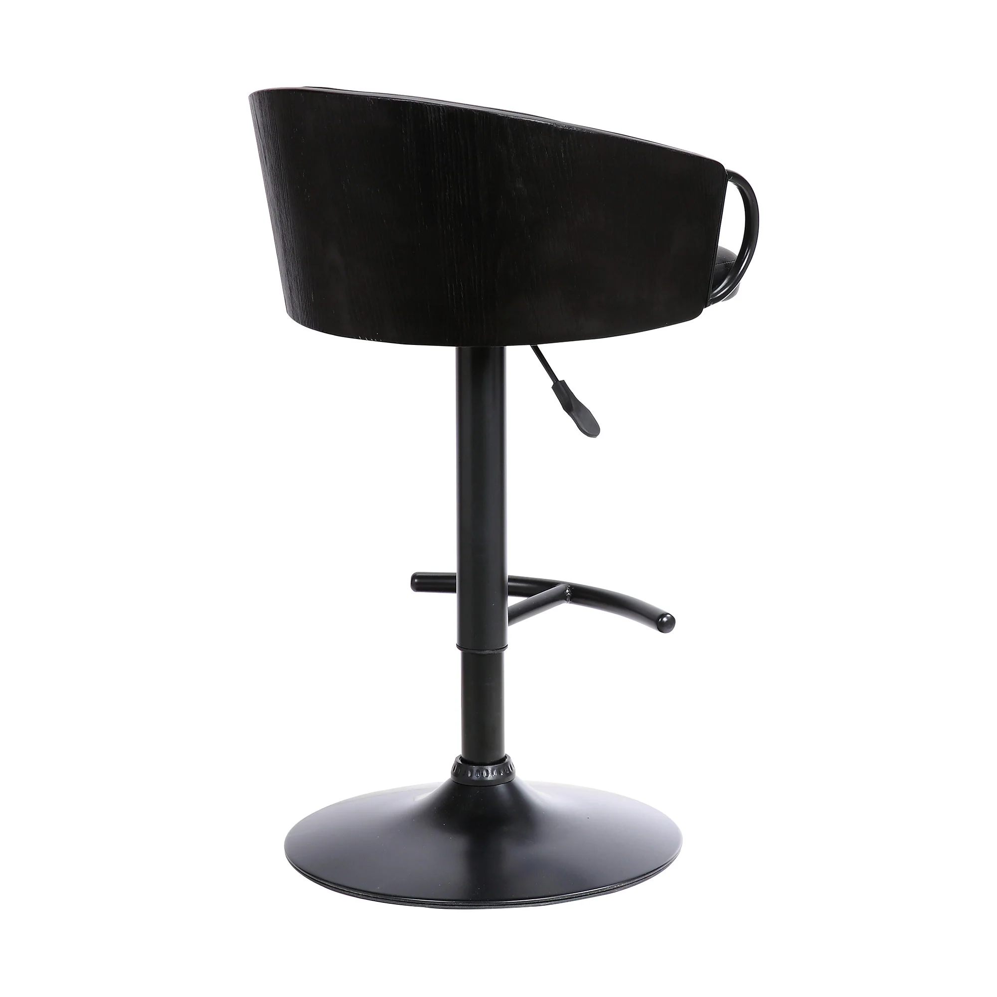 40" Black Faux Leather And Iron Swivel Low Back Adjustable Height Bar Chair With Footrest By Homeroots - Image 4