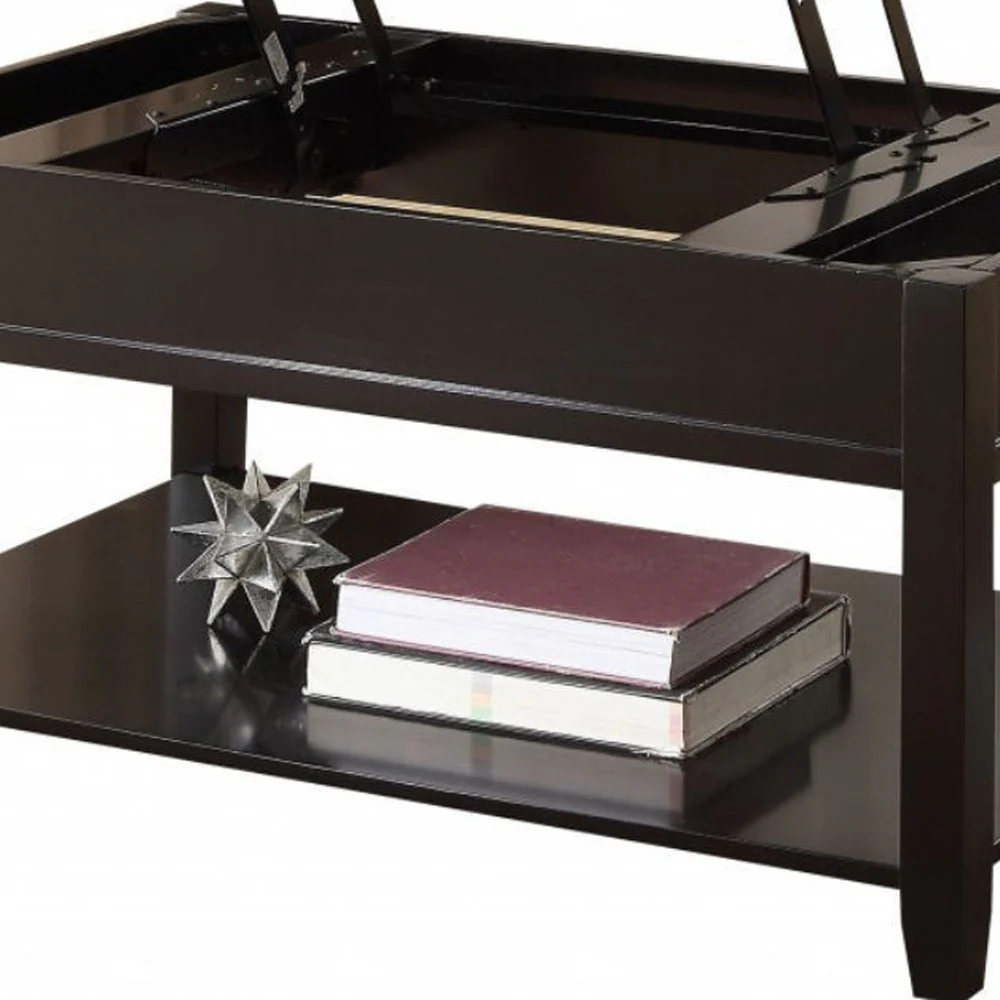 40" Black Manufactured Wood Lift Top Coffee Table With Storage By Homeroots - Image 6