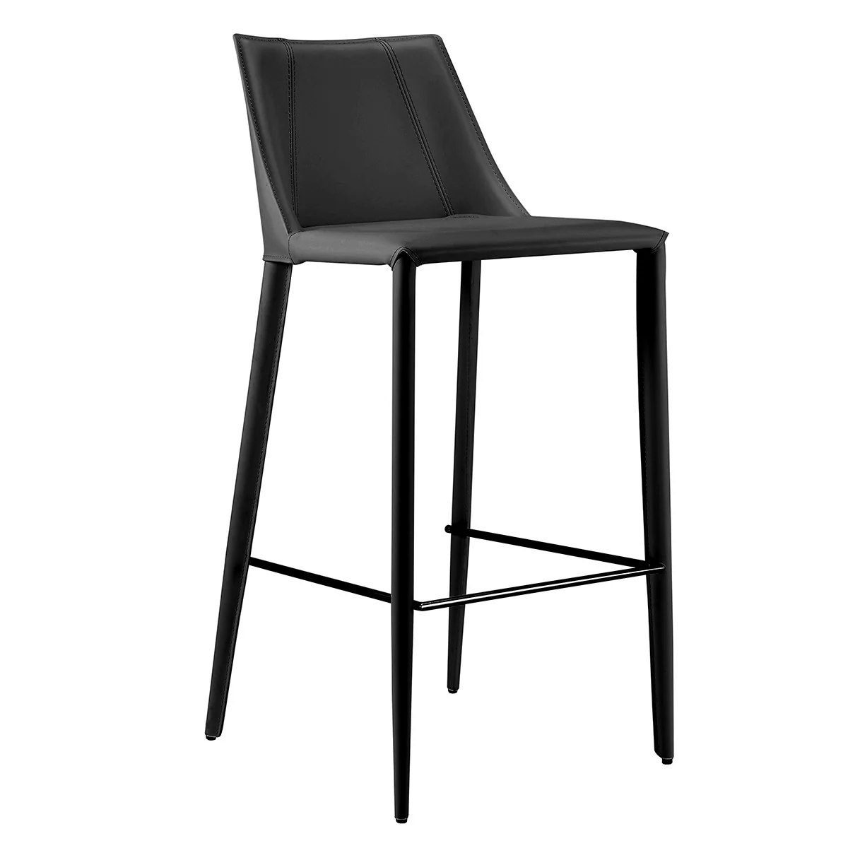 40" Black Steel Low Back Bar Height Chair With Footrest By Homeroots - Image 3