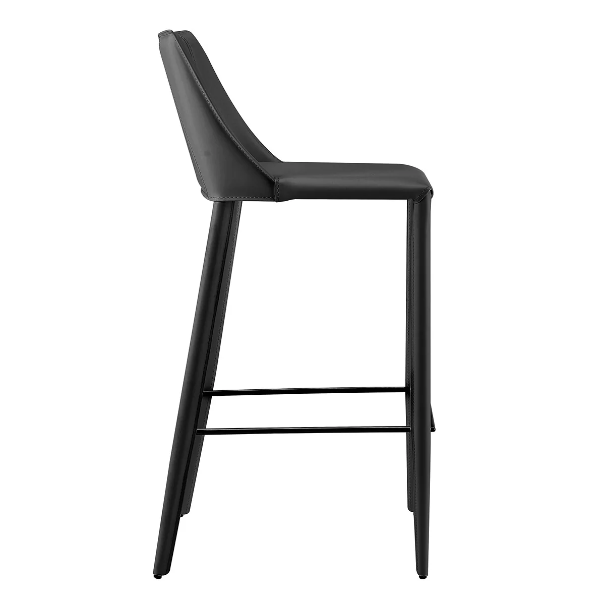 40" Black Steel Low Back Bar Height Chair With Footrest By Homeroots - Image 4