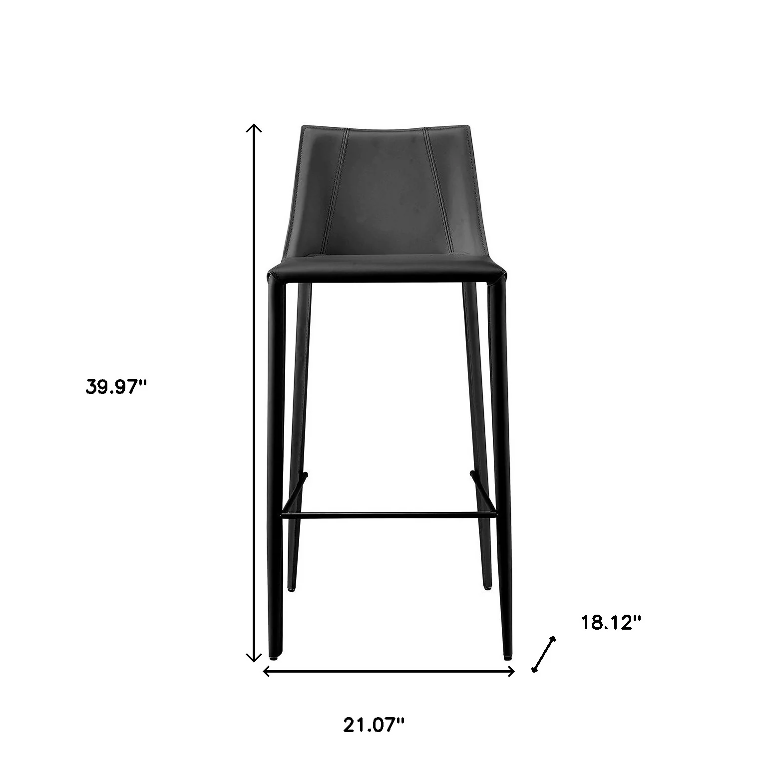 40" Black Steel Low Back Bar Height Chair With Footrest By Homeroots - Image 7
