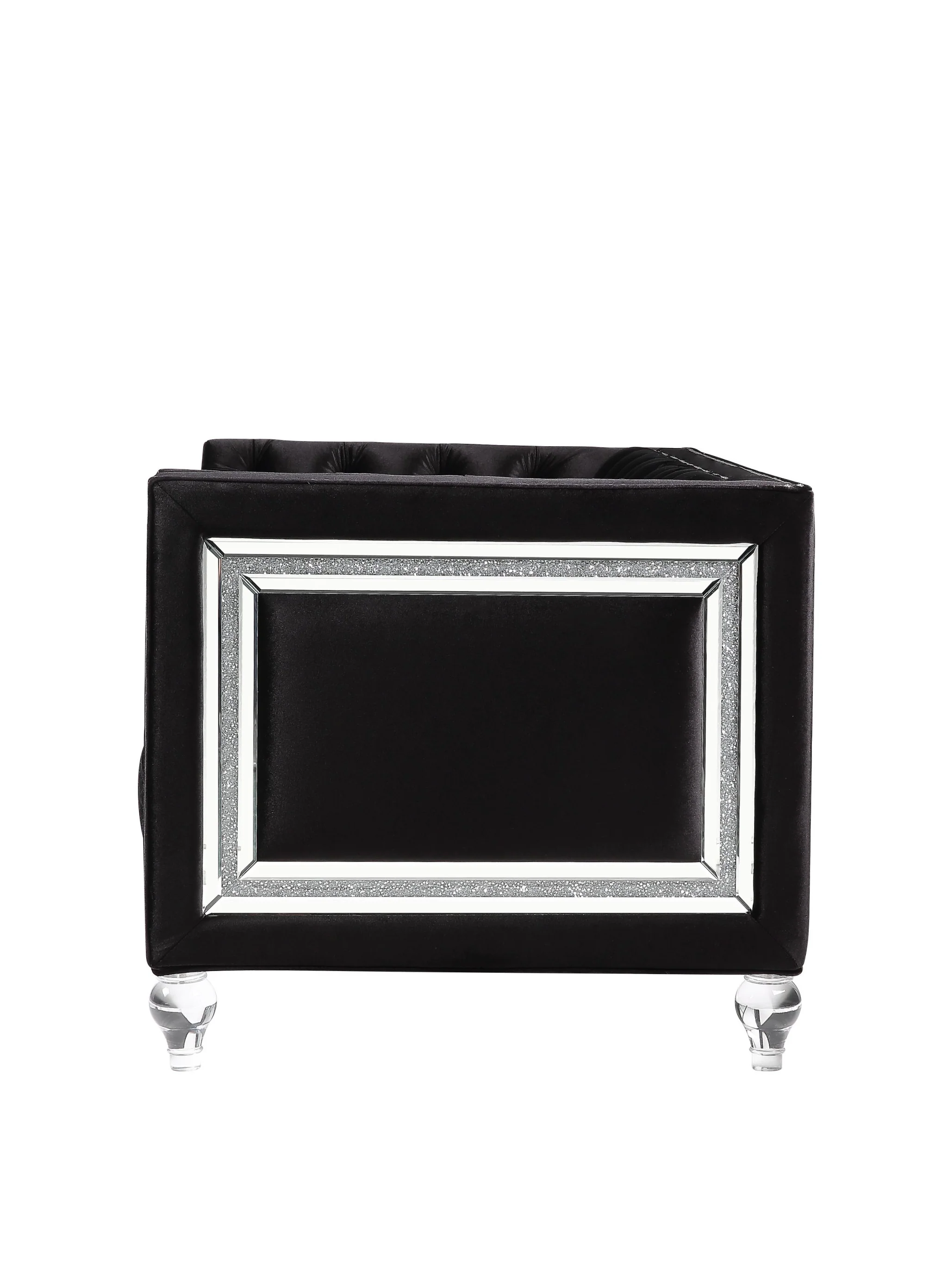 40" Black Velvet Tufted Arm Chair By Homeroots - Image 2