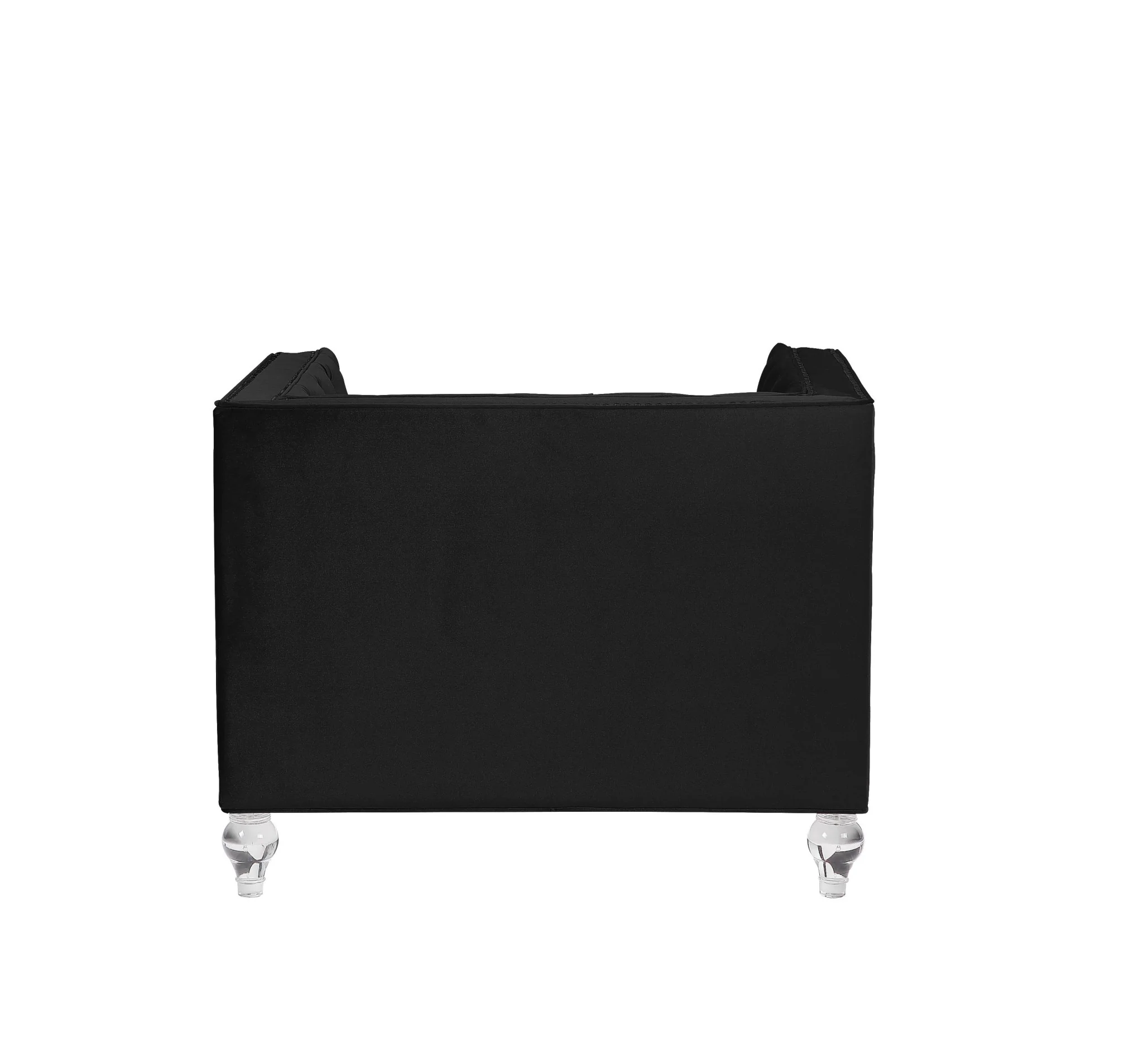 40" Black Velvet Tufted Arm Chair By Homeroots - Image 4