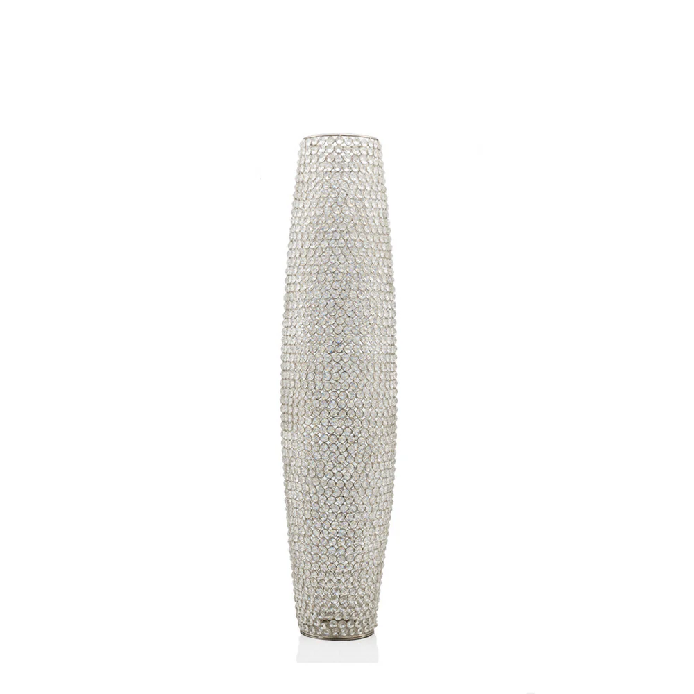 40" Bling Faux Crystal Beads Barrel Floor Vase By Homeroots - Image 4