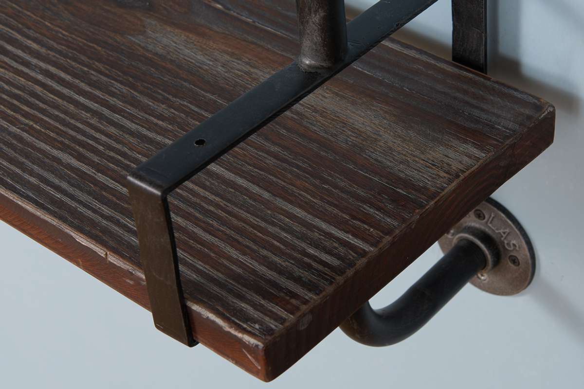 40" Booker Industrial Pine Wood Floating Wall Shelf in Gray and Walnut Finish By Armen Living - Image 3