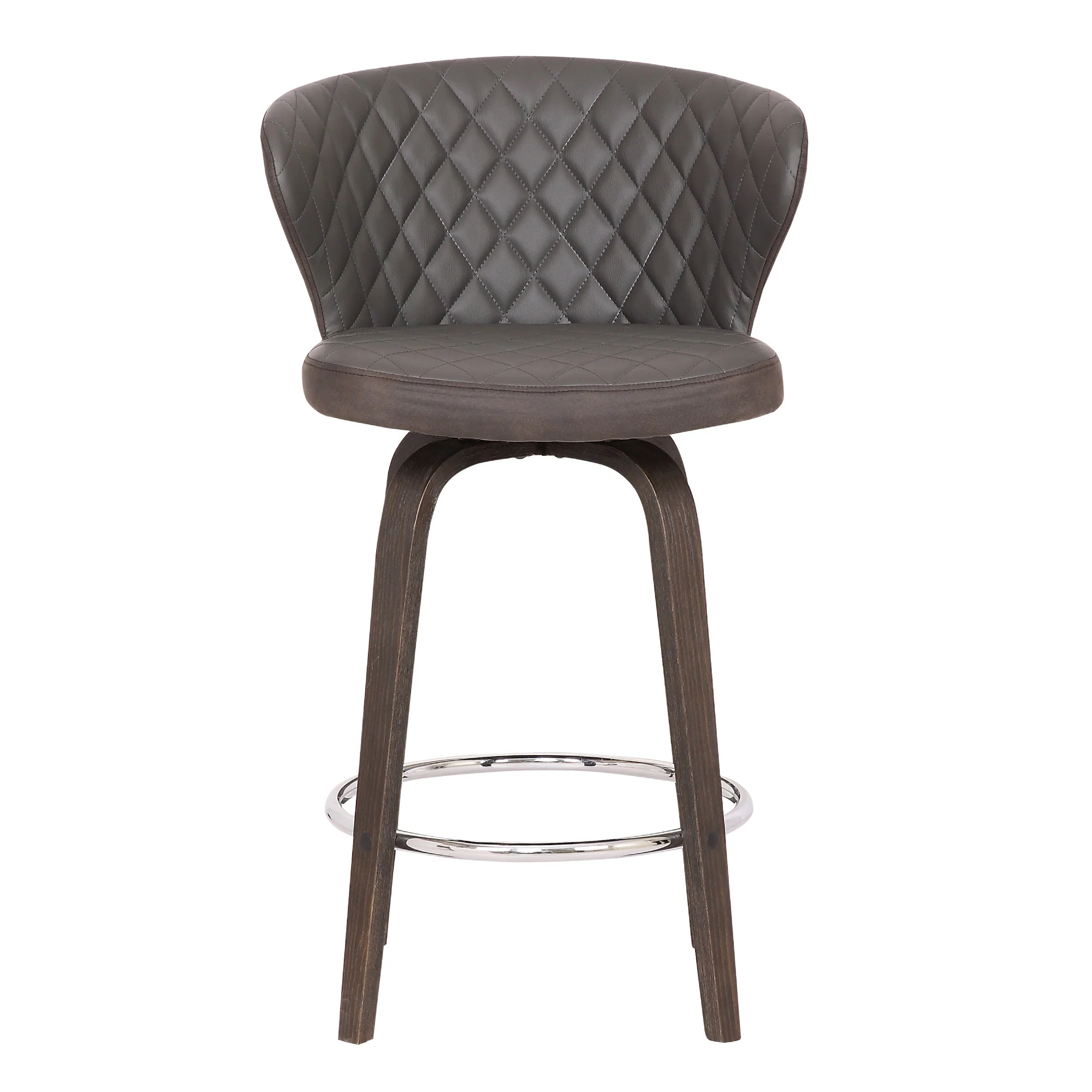 40" Brown Faux Leather And Iron Swivel Bar Height Chair By Homeroots - Image 2