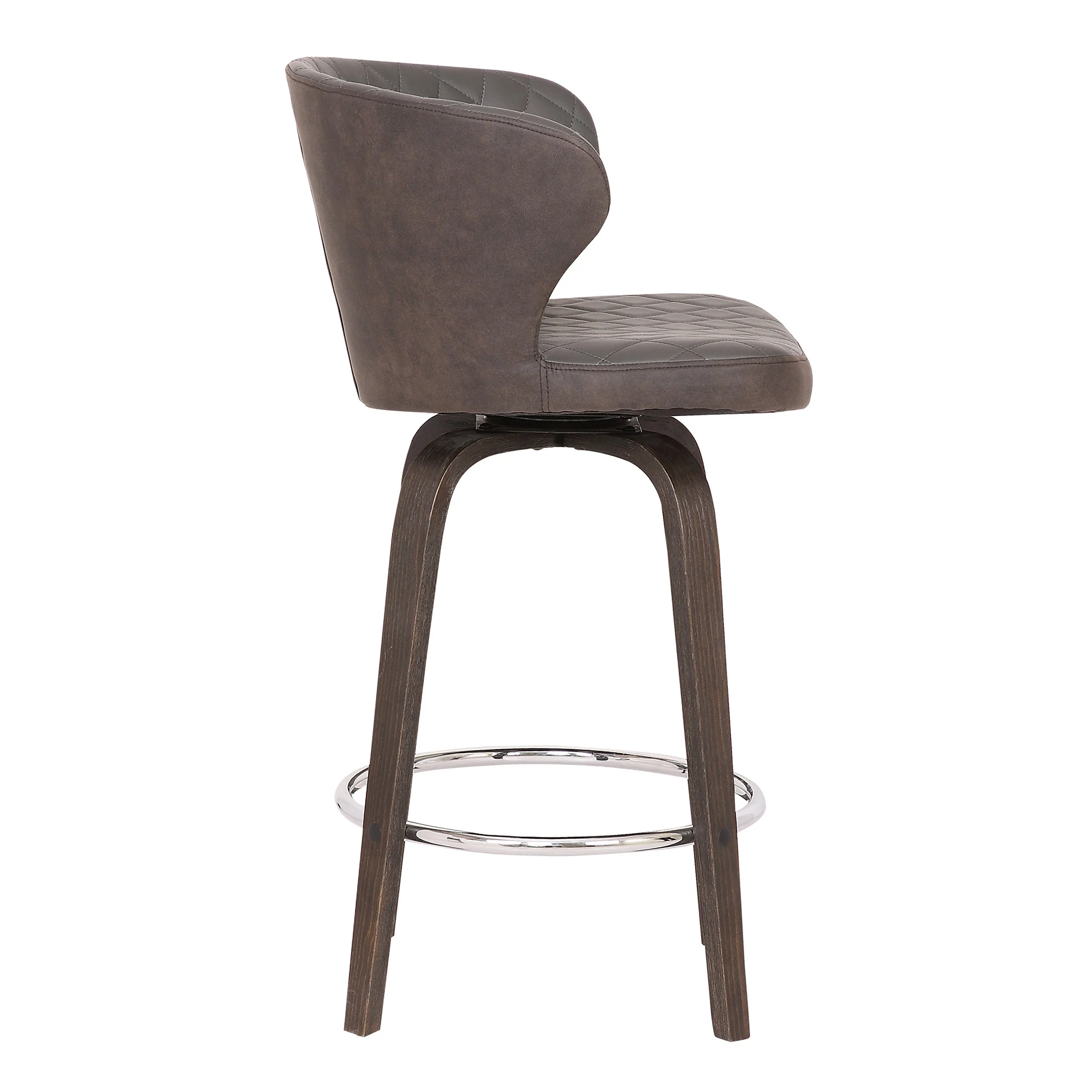 40" Brown Faux Leather And Iron Swivel Bar Height Chair By Homeroots - Image 3