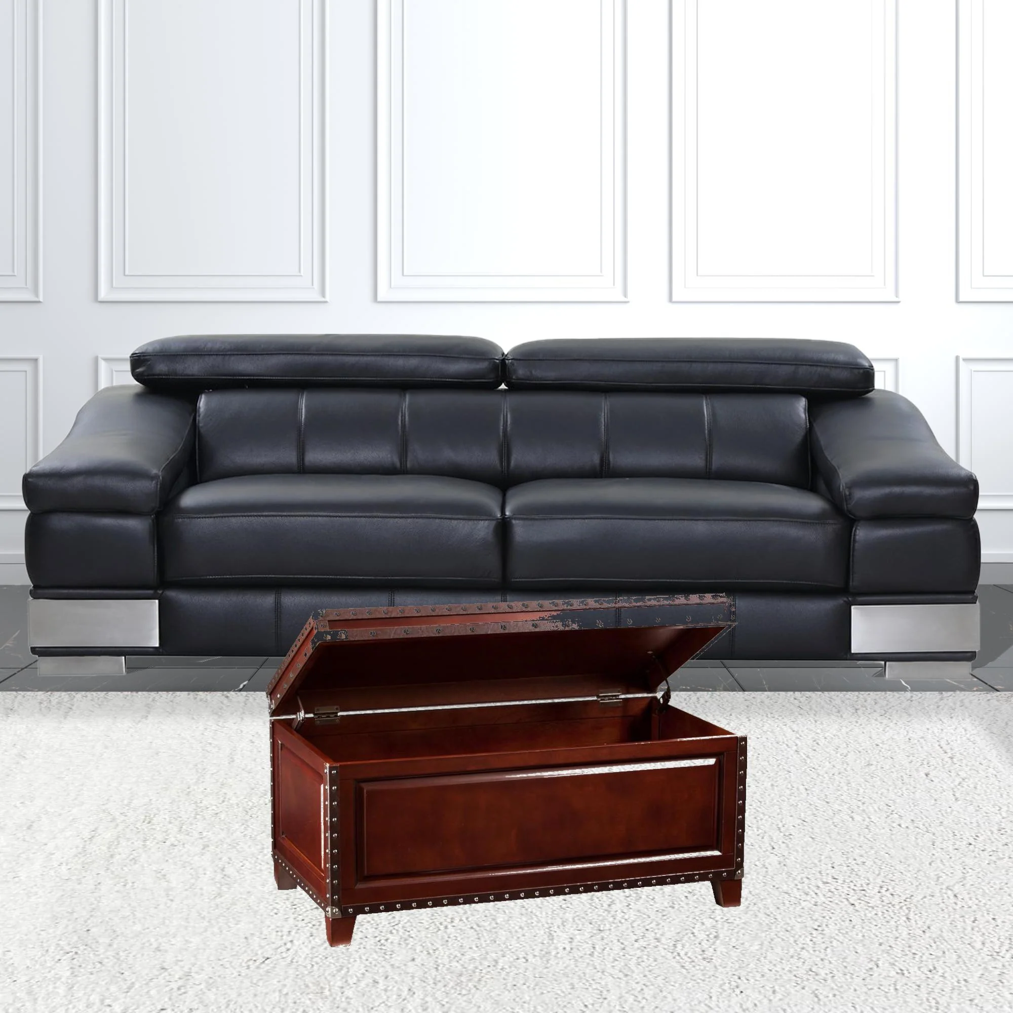 40" Brown Solid Wood And Metal Rectangular Coffee Table By Homeroots - Image 2