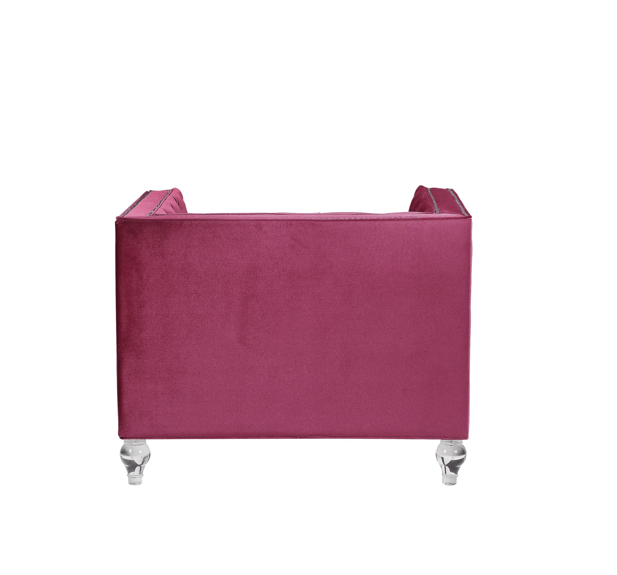 40" Burgundy Velvet And Black Tufted Arm Chair By Homeroots - Image 6