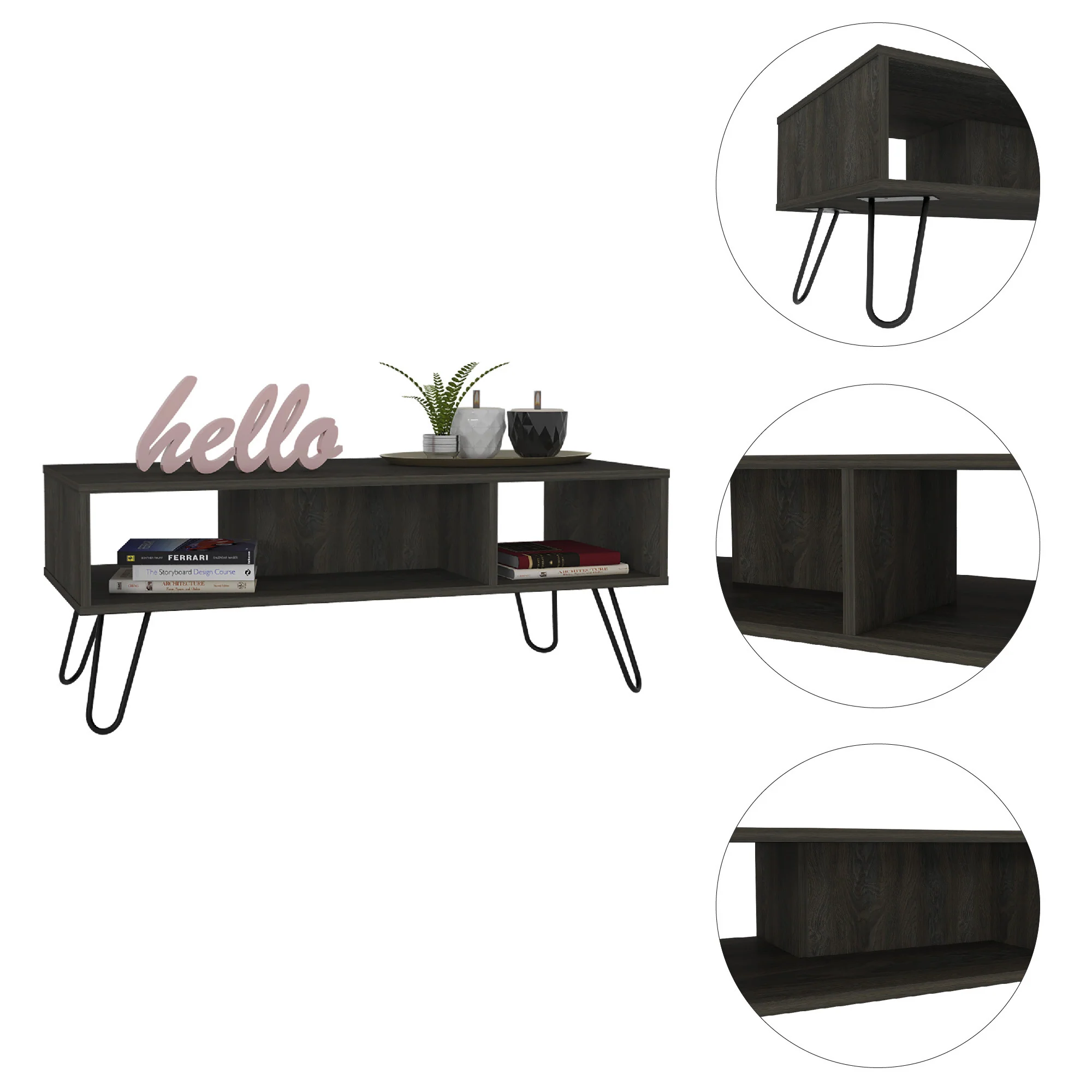 40" Carbon Espresso Manufactured Wood Rectangular Coffee Table By Homeroots - Image 3