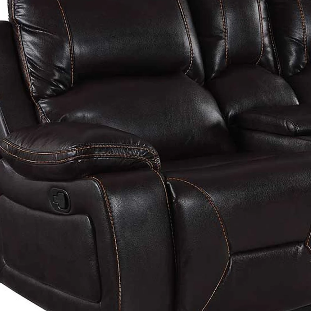 40" Classy Brown Leather Loveseat By Homeroots - Image 2