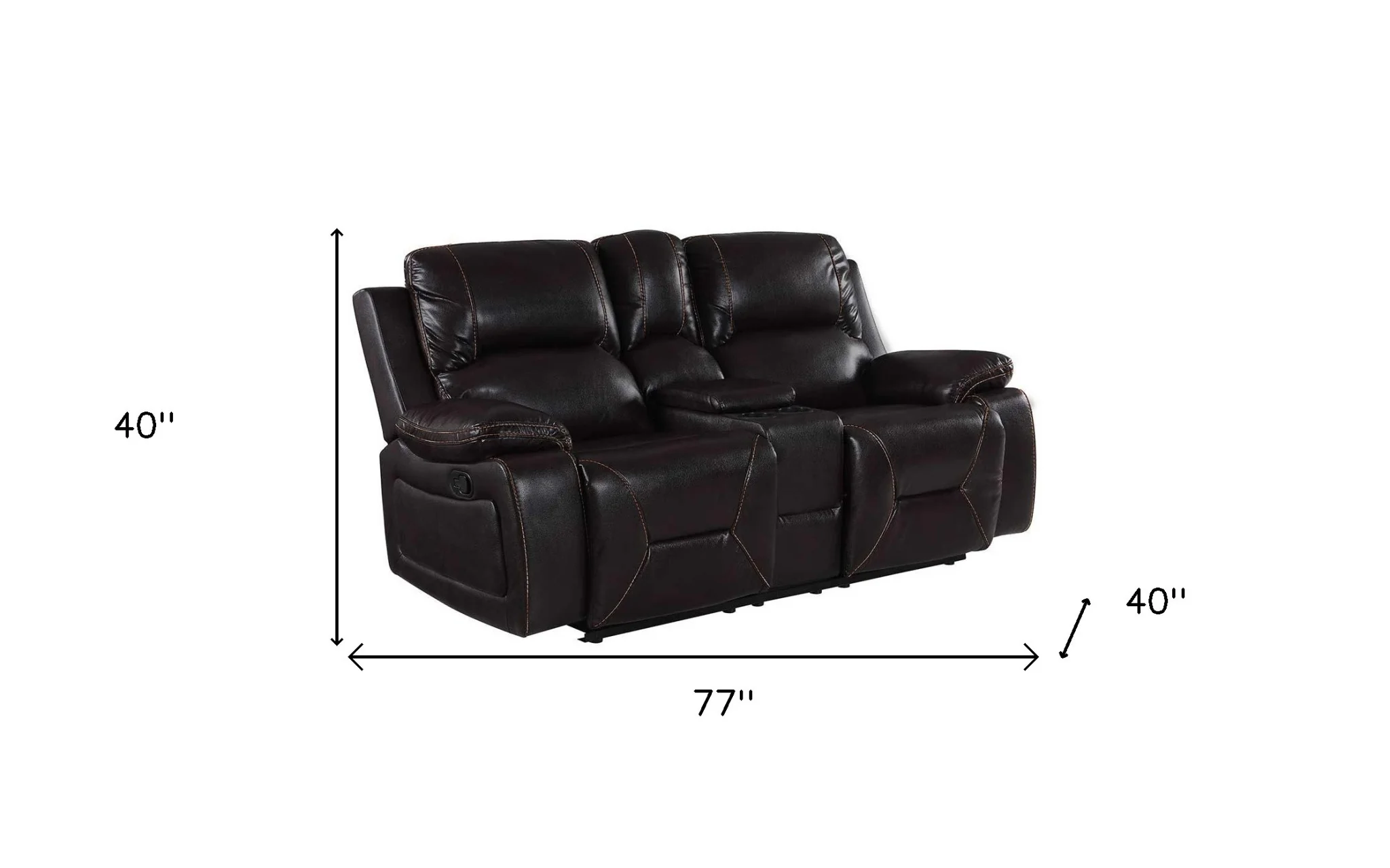 40" Classy Brown Leather Loveseat By Homeroots - Image 4