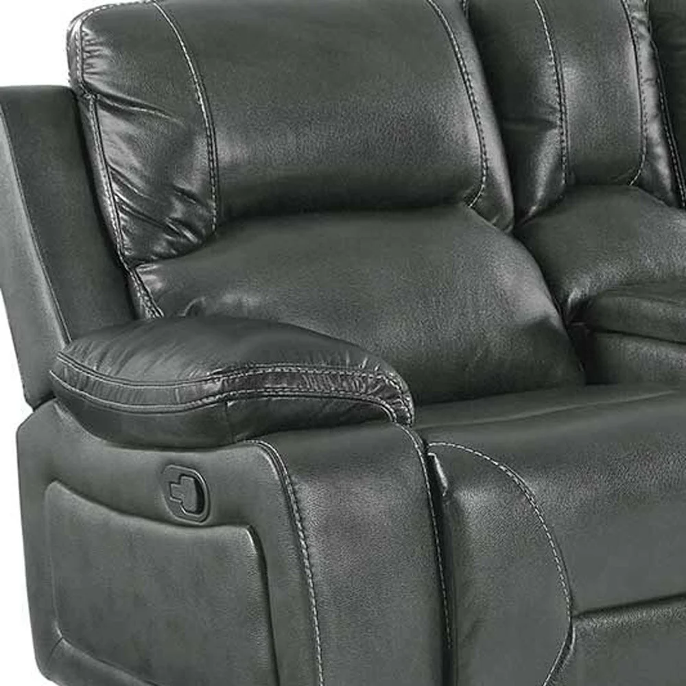 40" Classy Grey Leather Loveseat By Homeroots - Image 3