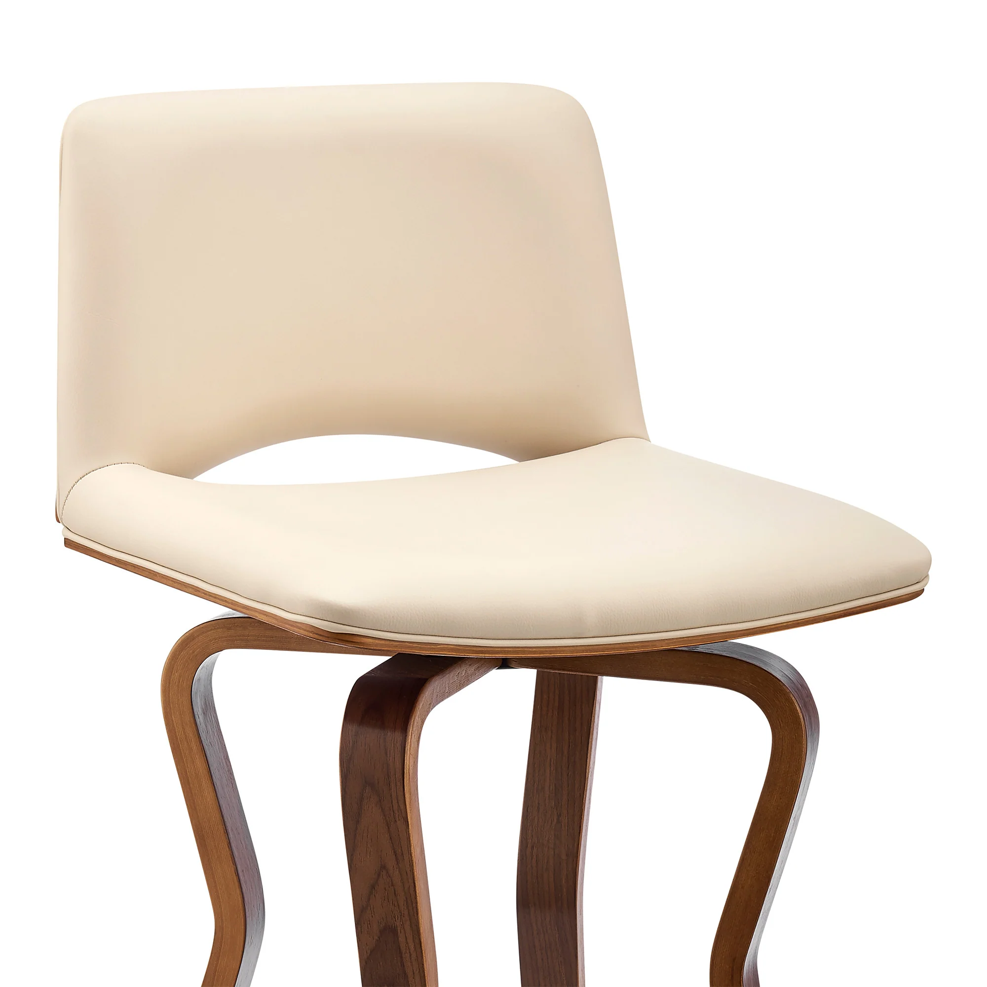 40" Cream Faux Leather And Manufactured Wood Swivel Low Back Bar Height Chair By Homeroots - Image 7