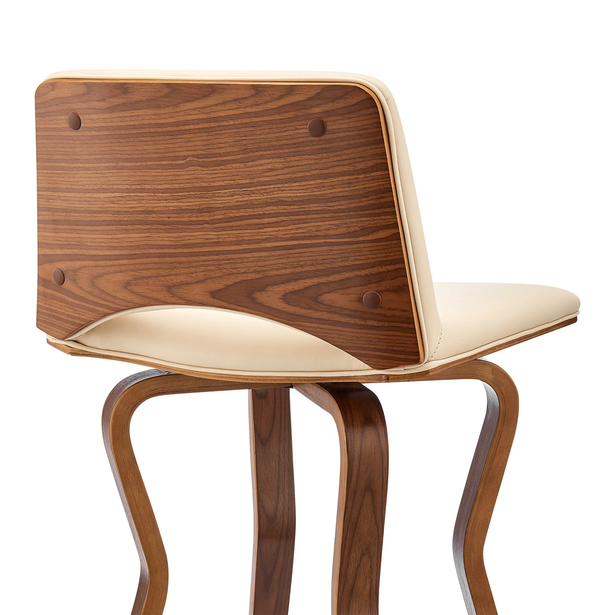40" Cream Faux Leather And Manufactured Wood Swivel Low Back Bar Height Chair By Homeroots - Image 8