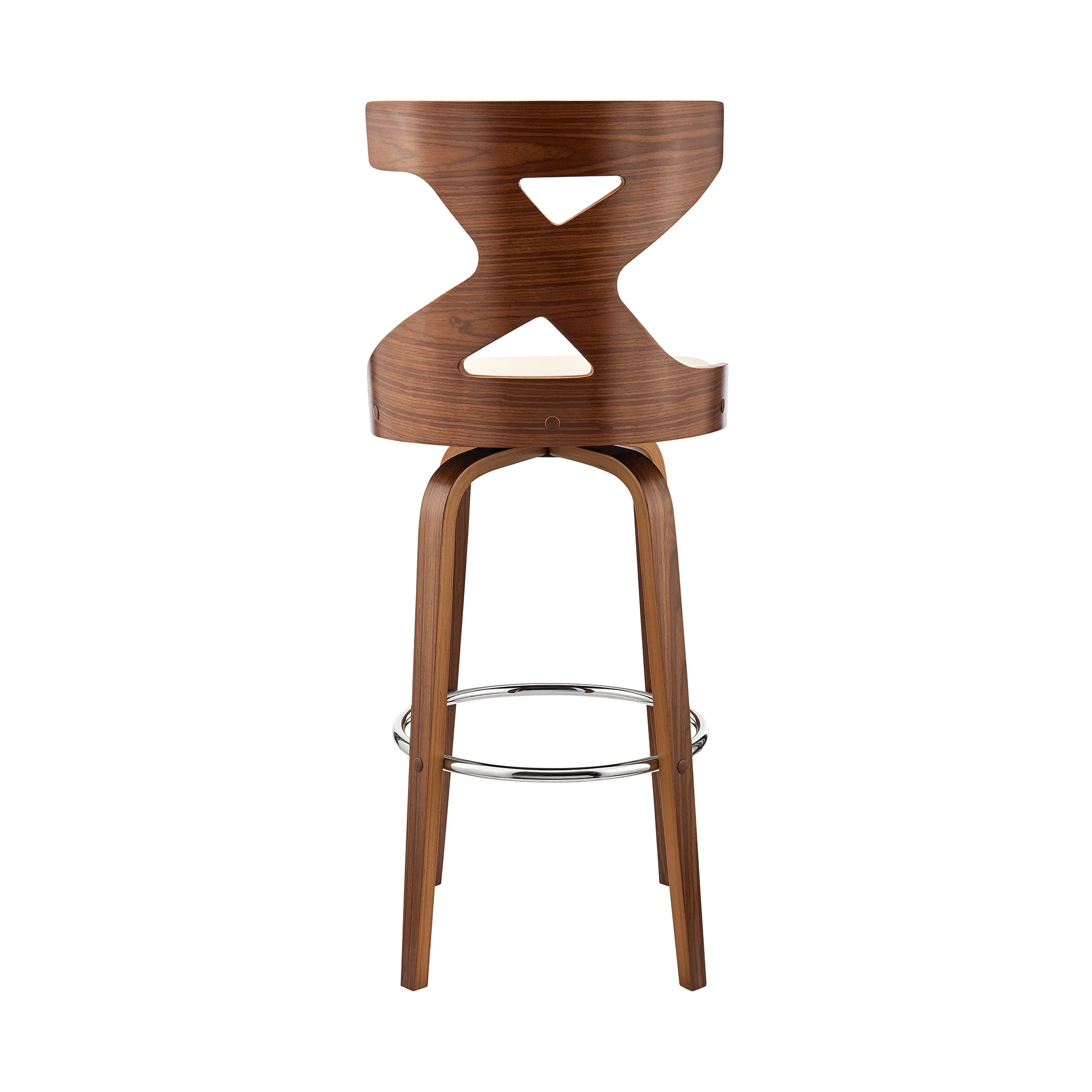 40" Cream Faux Leather And Wood Swivel Counter Height Bar Chair By Homeroots - Image 6