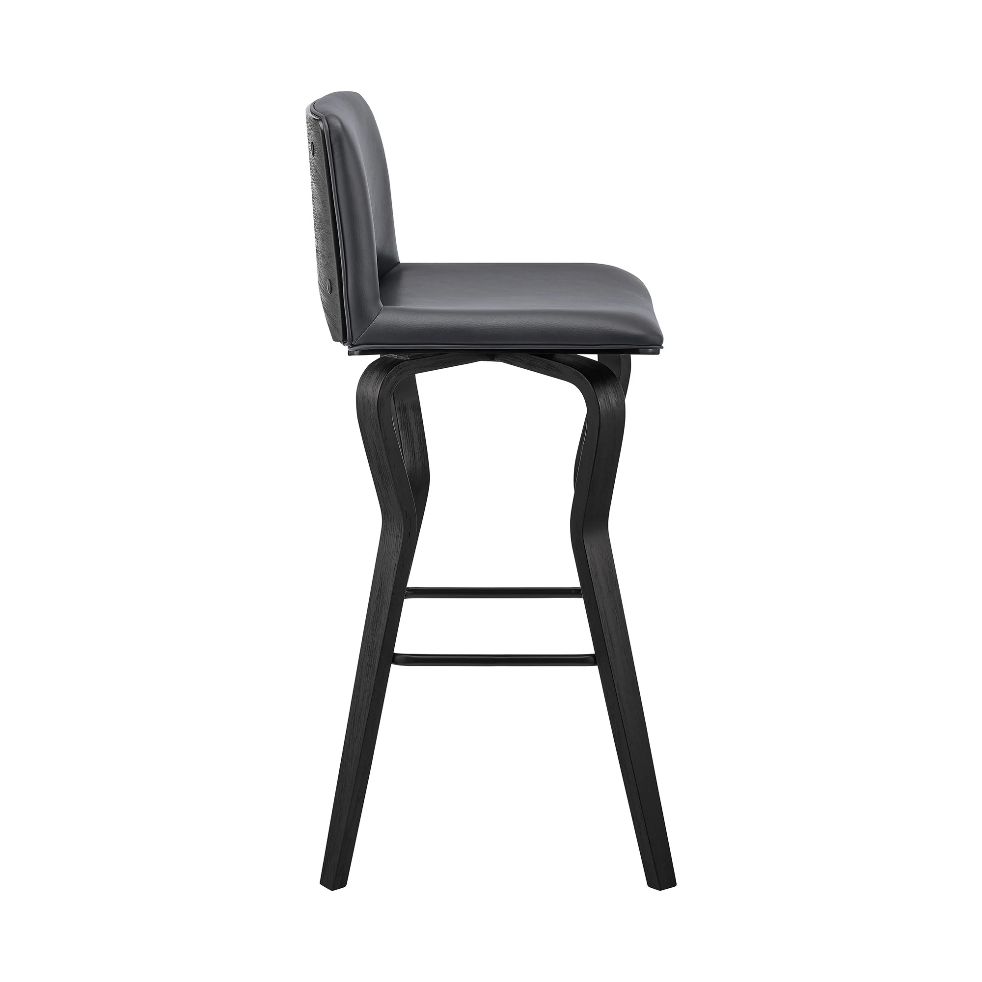 40" Dark Gray Faux Leather And Iron Swivel Low Back Bar Height Chair By Homeroots - Image 3