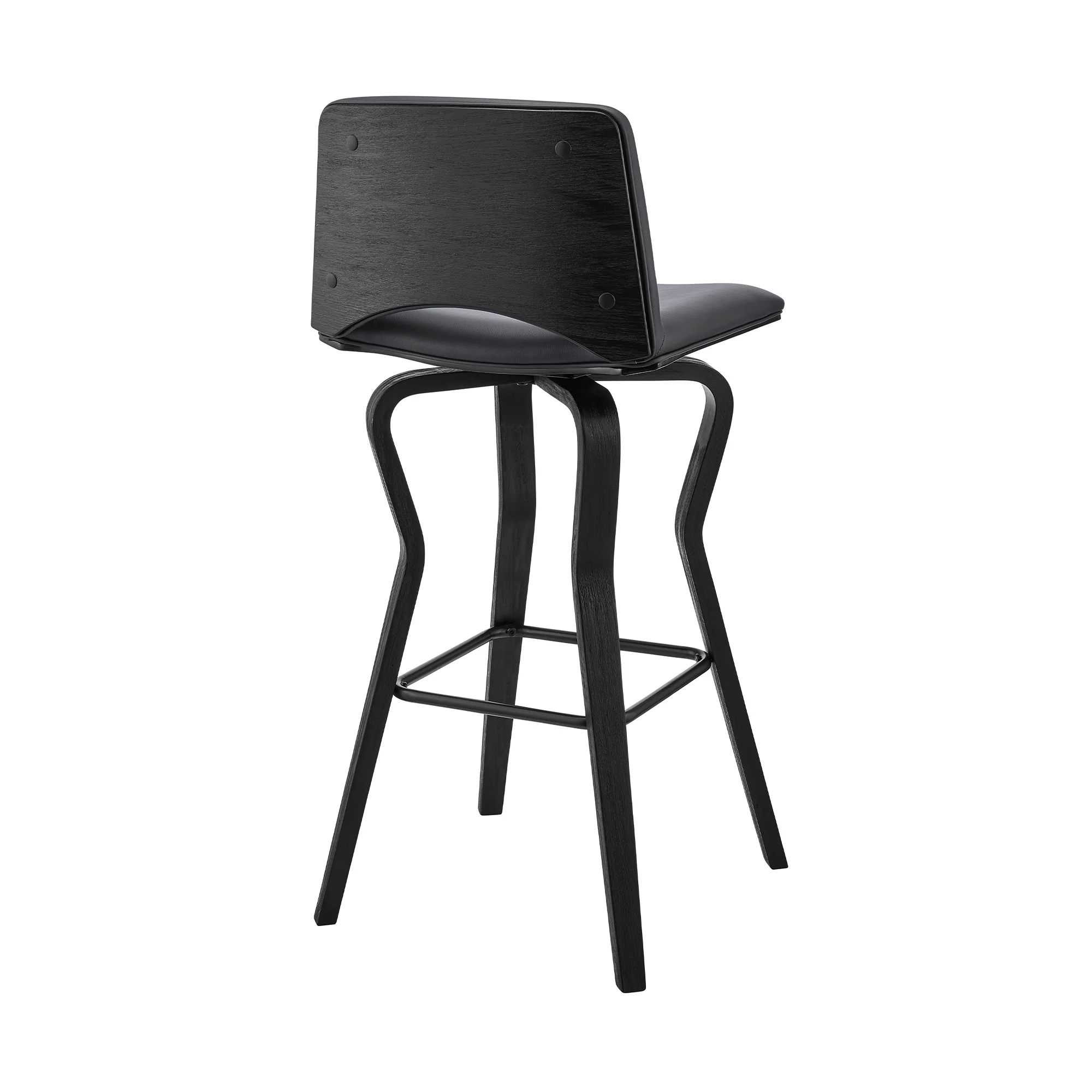 40" Dark Gray Faux Leather And Iron Swivel Low Back Bar Height Chair By Homeroots - Image 4