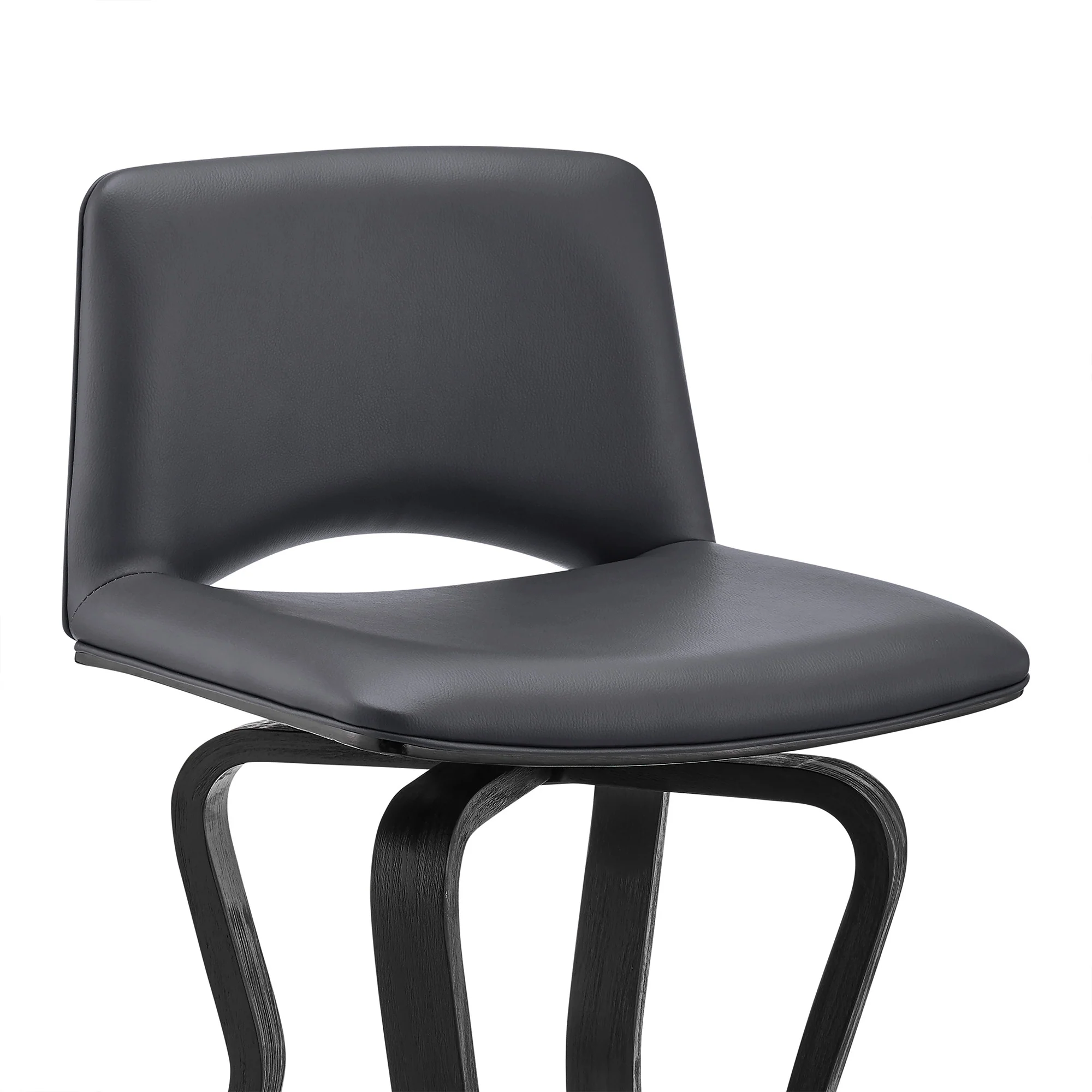 40" Dark Gray Faux Leather And Iron Swivel Low Back Bar Height Chair By Homeroots - Image 7