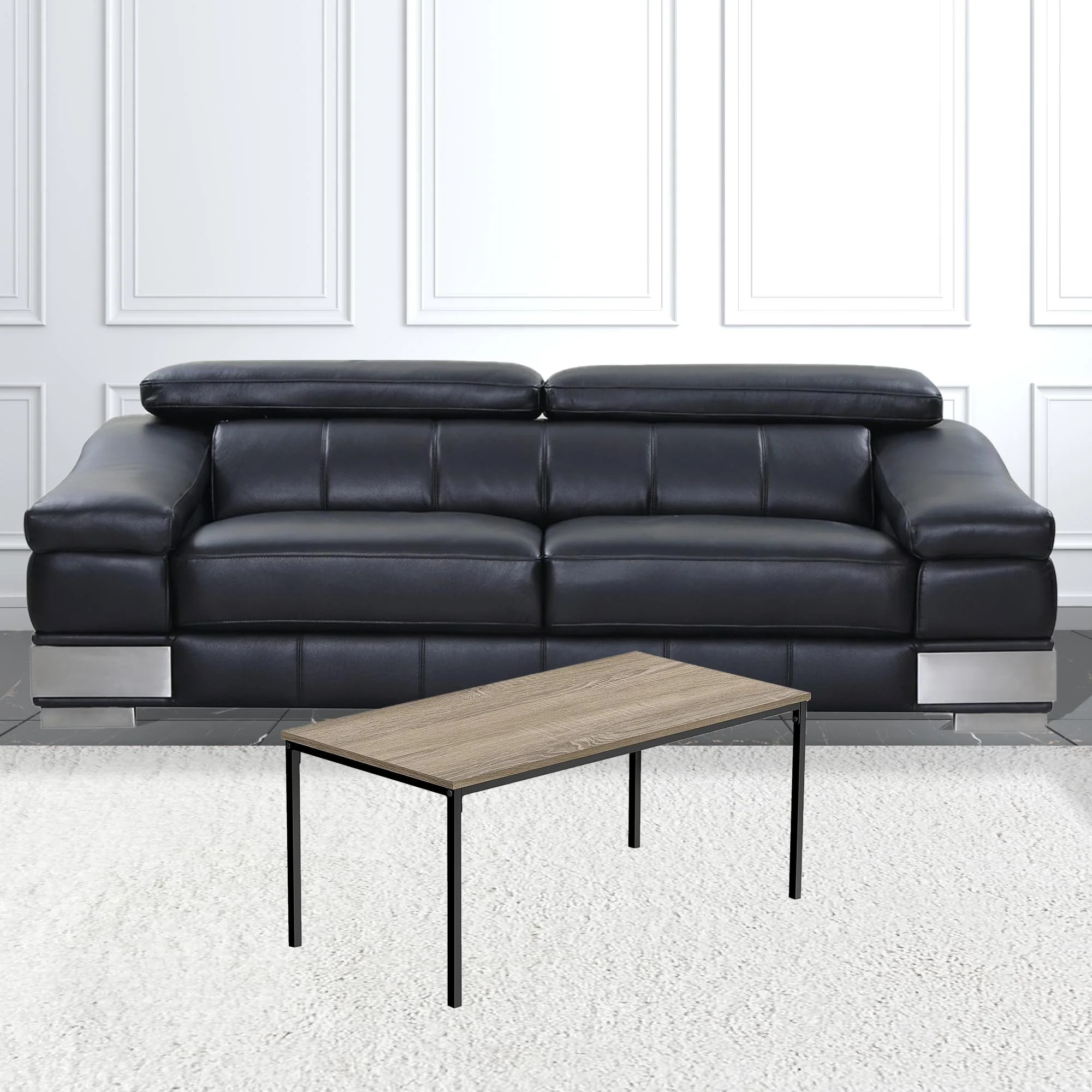 40" Dark Taupe And Black Rectangular Coffee Table By Homeroots - Image 2