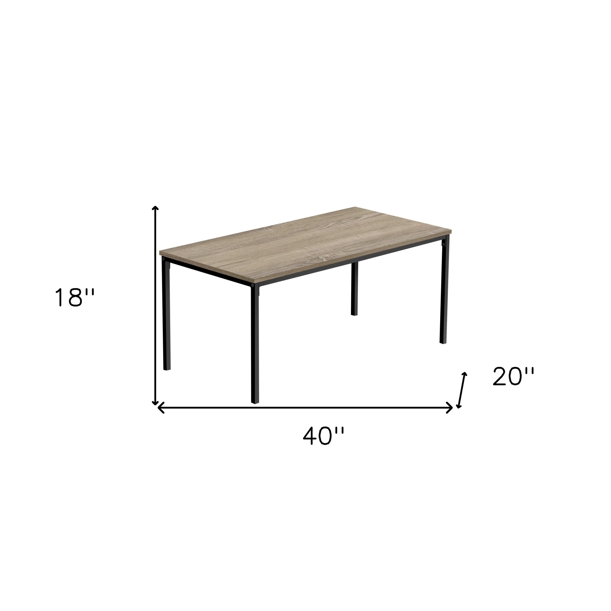 40" Dark Taupe And Black Rectangular Coffee Table By Homeroots - Image 5