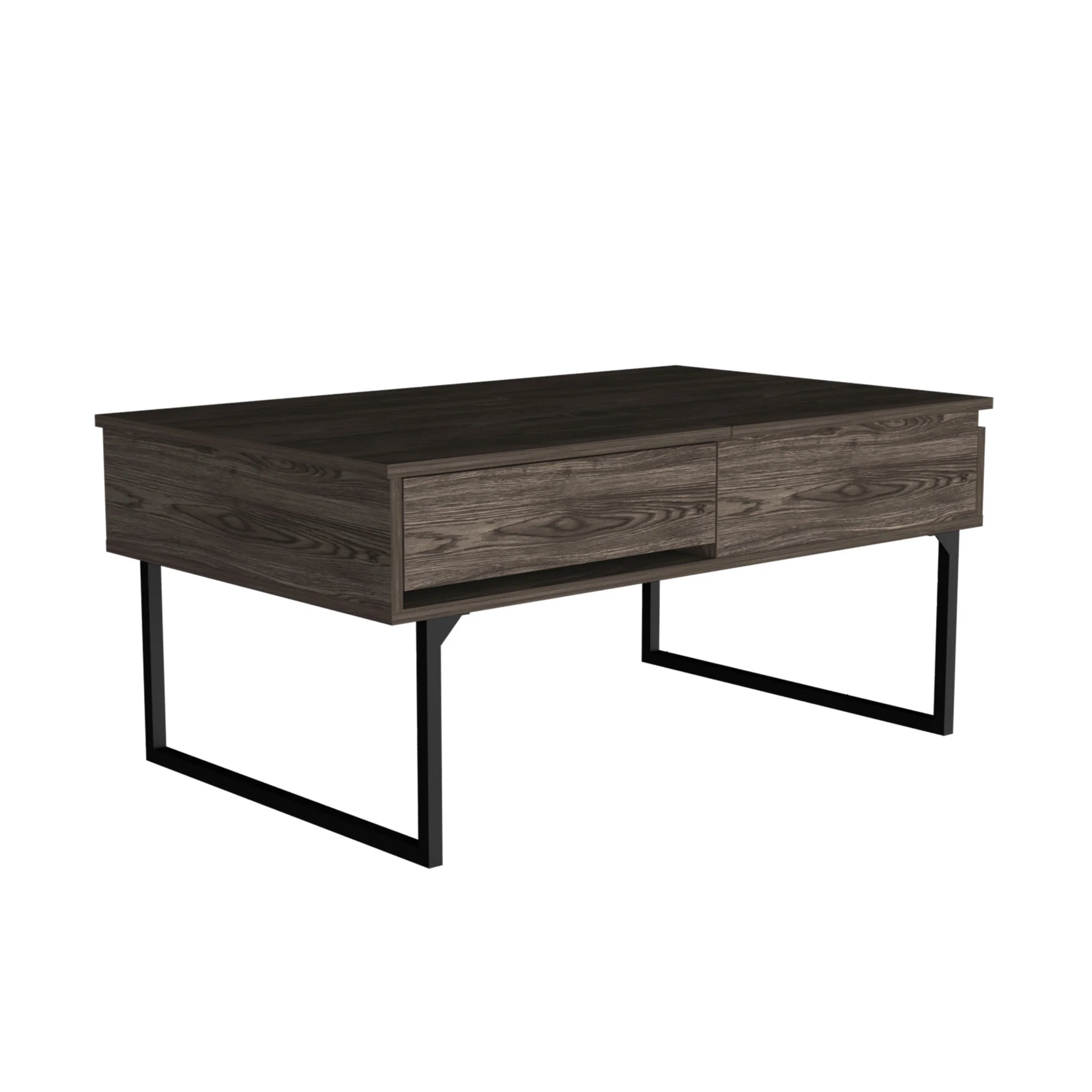 40" Dark Walnut Manufactured Wood Rectangular Lift Top Coffee Table With Drawer By Homeroots - Image 2