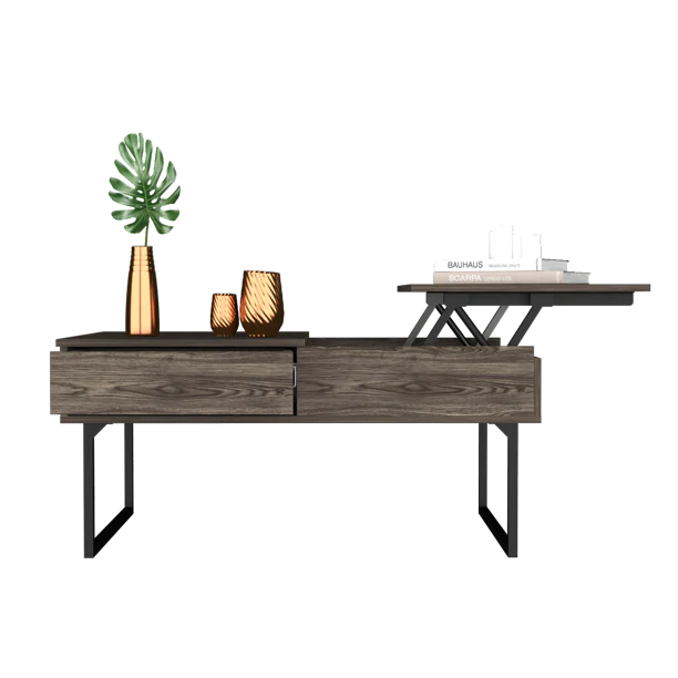 40" Dark Walnut Manufactured Wood Rectangular Lift Top Coffee Table With Drawer By Homeroots - Image 3