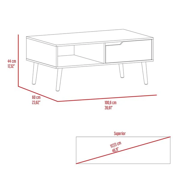 40" Dark Walnut Rectangular Coffee Table With Drawer And Shelf By Homeroots - Image 6