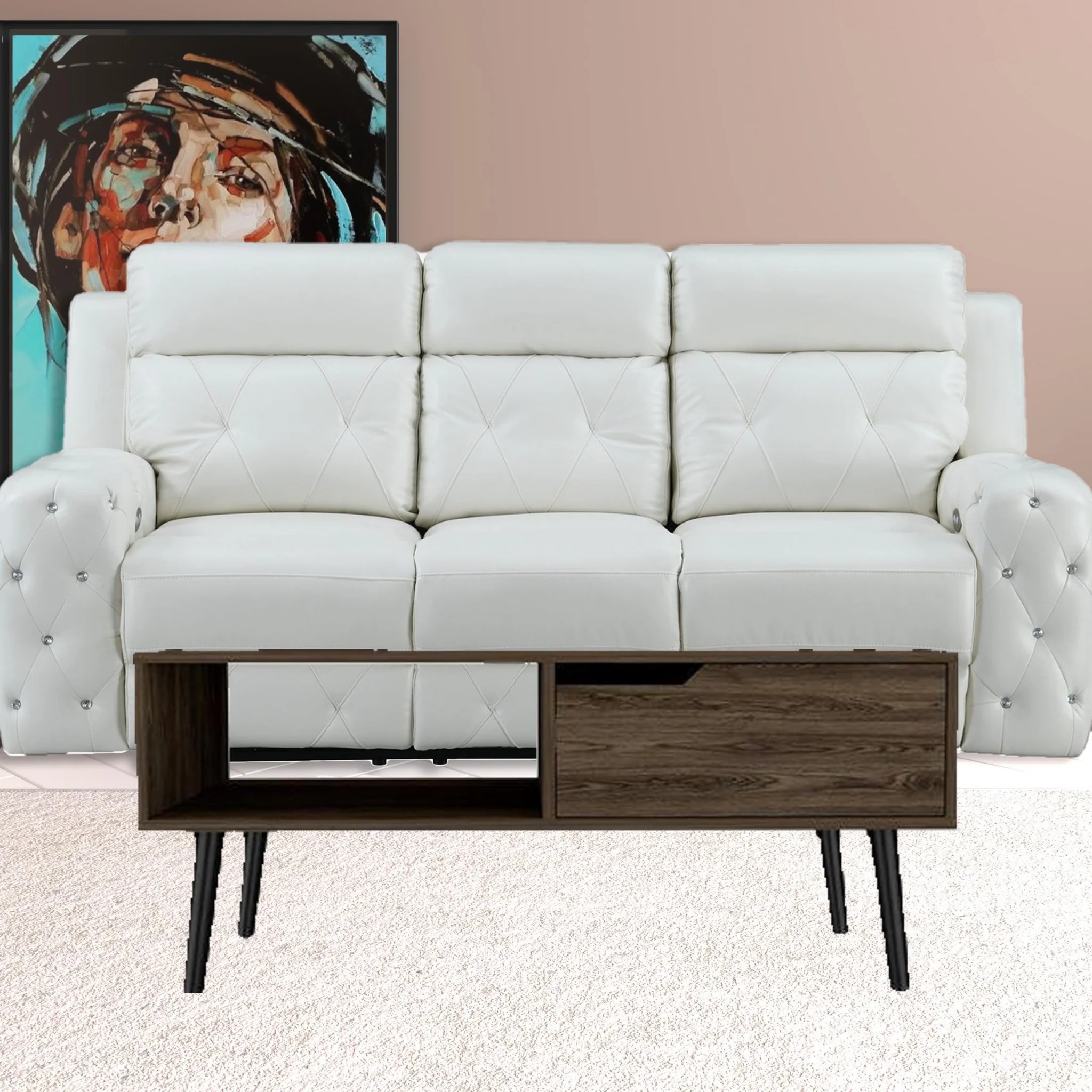 40" Dark Walnut Rectangular Coffee Table With Drawer And Shelf By Homeroots - Image 7