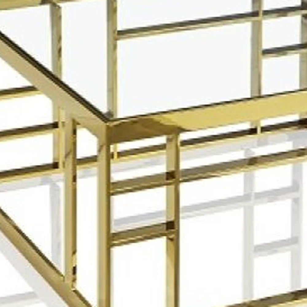 40" Gold And Clear Glass Square Coffee Table By Homeroots - Image 3