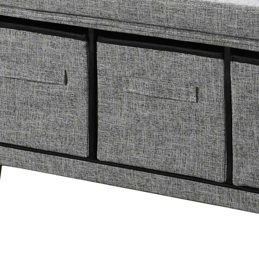 40" Gray And Brown Upholstered Cotton Blend Bench With Drawers By Homeroots - Image 6