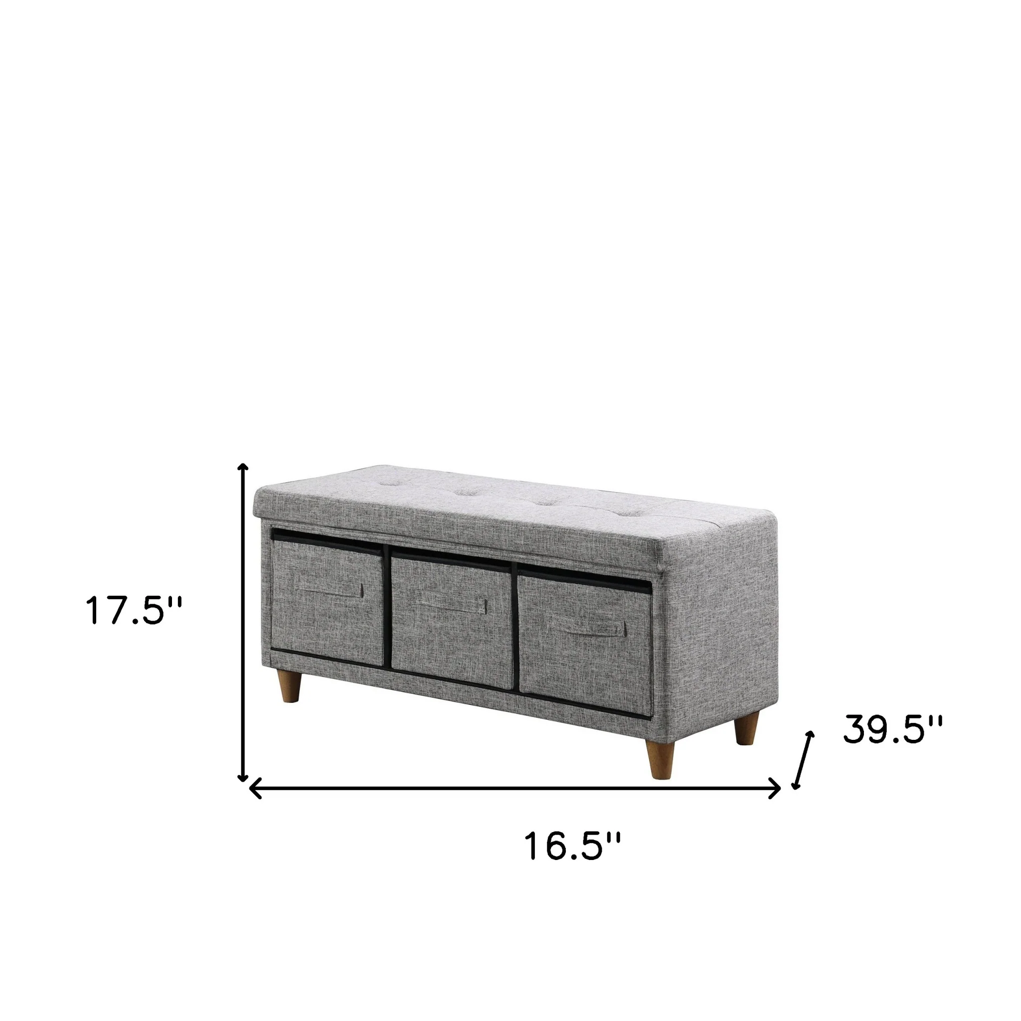 40" Gray And Brown Upholstered Cotton Blend Bench With Drawers By Homeroots - Image 8
