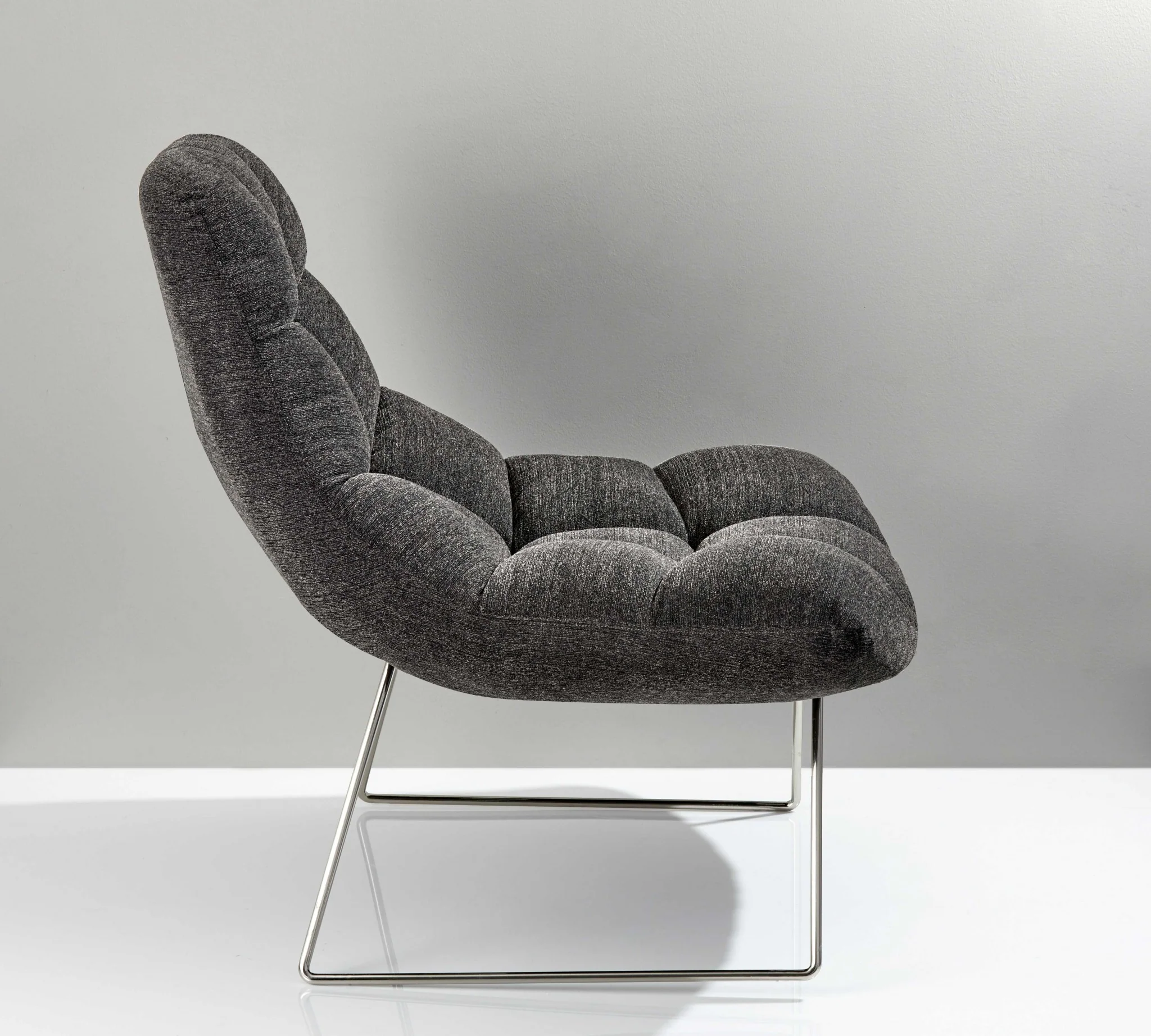 40" Gray And Silver Linen Tufted Butterfly Chair By Homeroots - Image 6