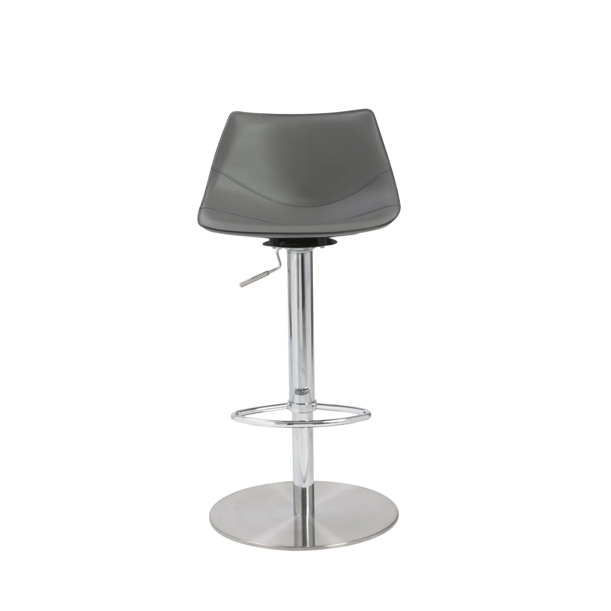 40" Gray And Silver Steel Swivel Low Back Bar Height Chair With Footrest By Homeroots - Image 2