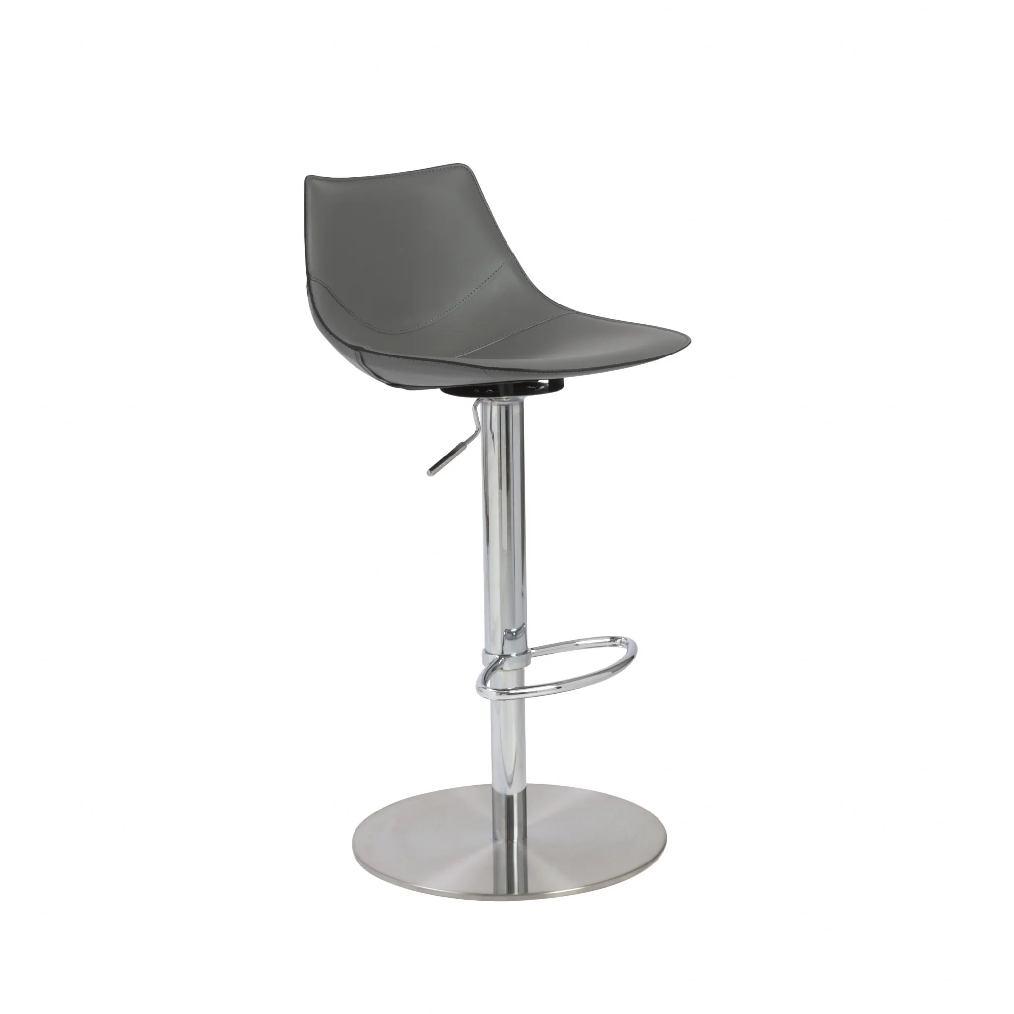 40" Gray And Silver Steel Swivel Low Back Bar Height Chair With Footrest By Homeroots - Image 4