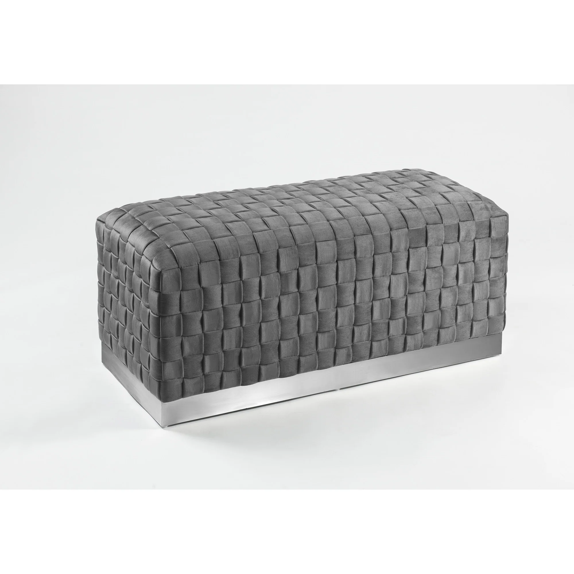 40" Gray And Silver Upholstered Velvet Bench By Homeroots - Image 3