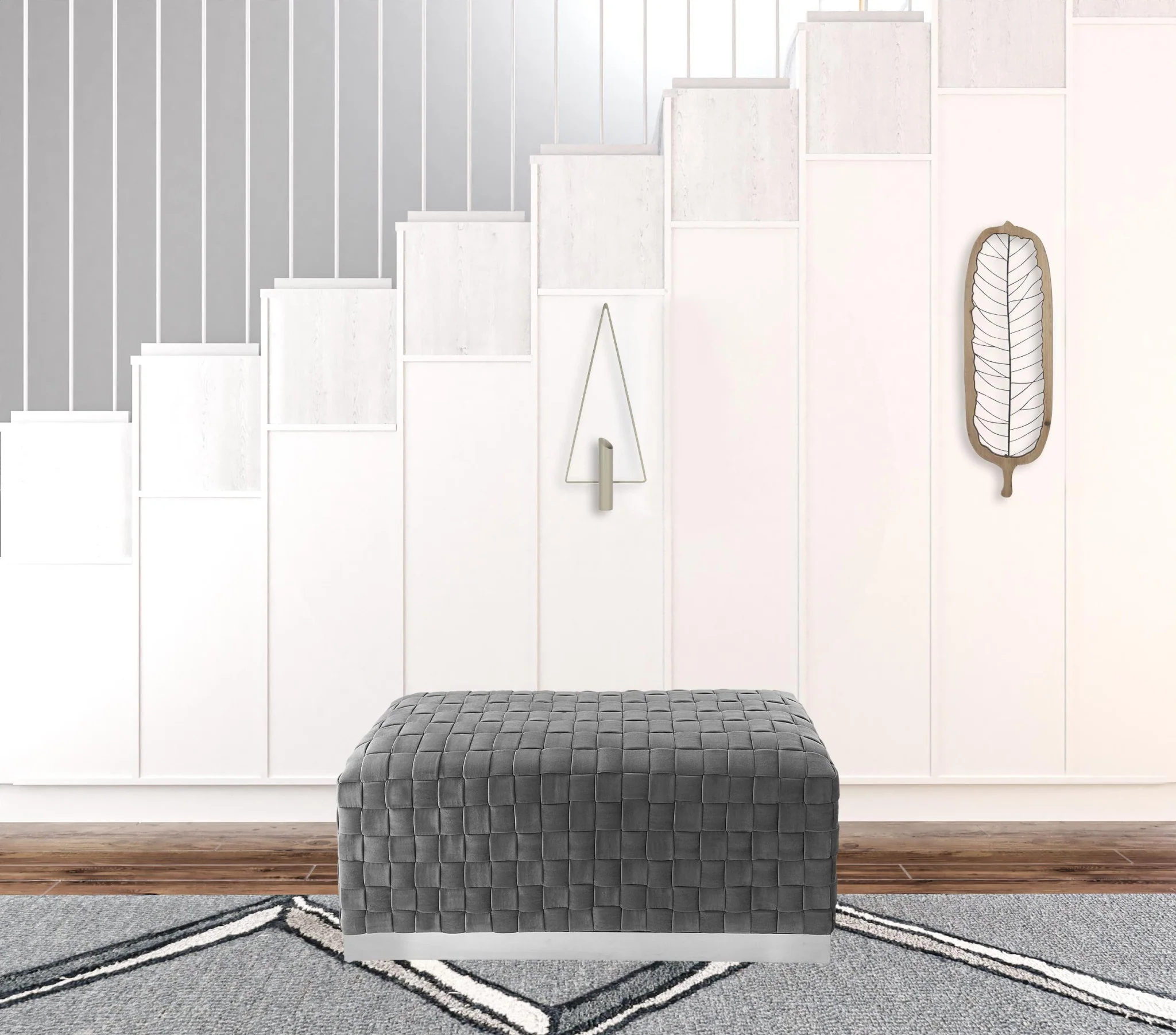 40" Gray And Silver Upholstered Velvet Bench By Homeroots - Image 5