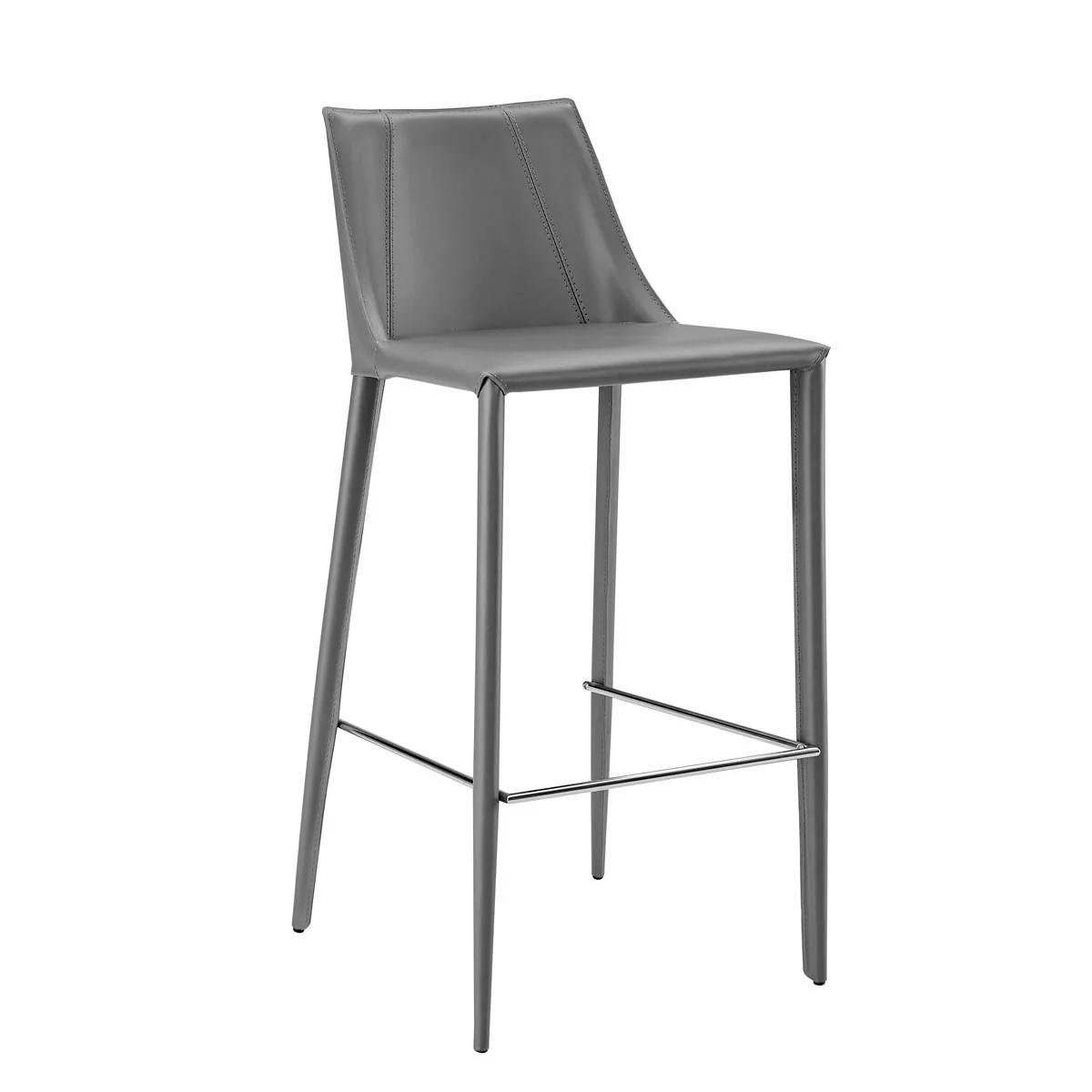 40" Gray Steel Low Back Bar Height Chair With Footrest By Homeroots - Image 2