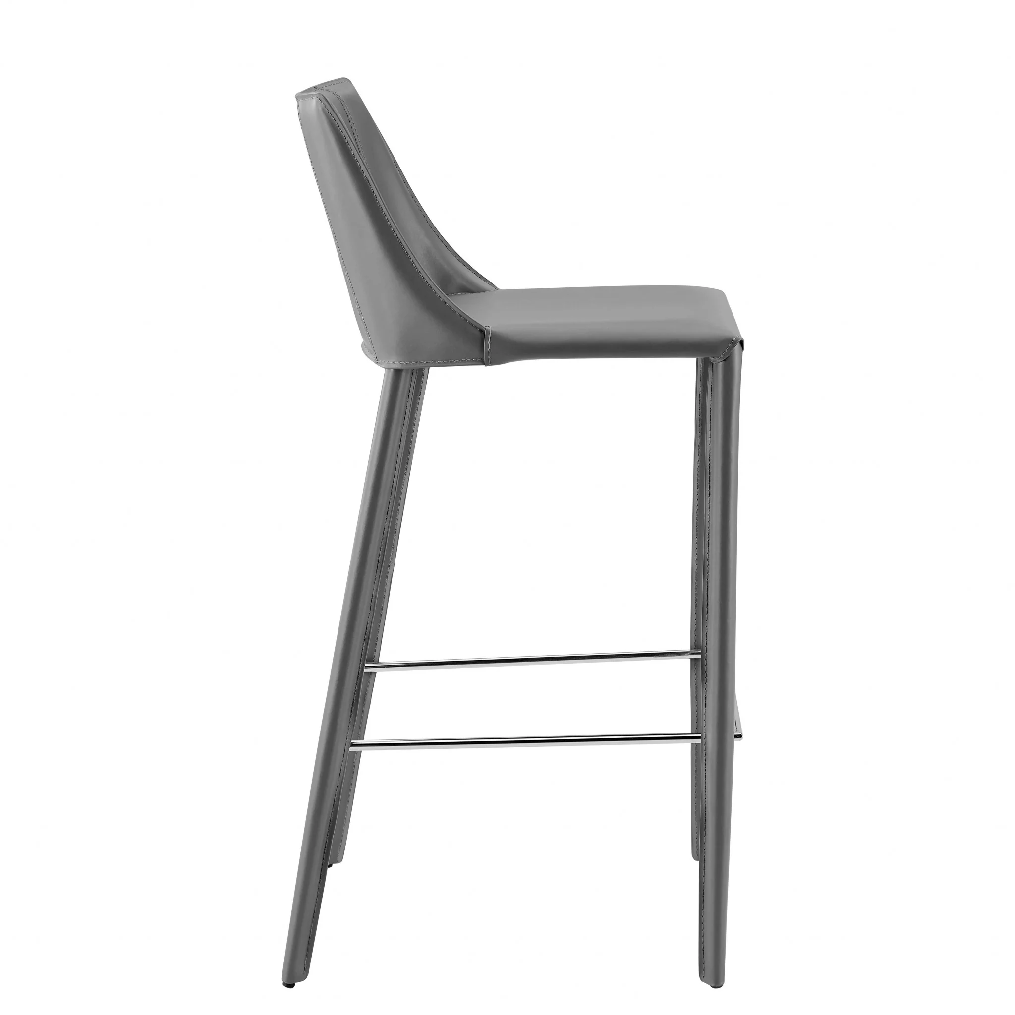 40" Gray Steel Low Back Bar Height Chair With Footrest By Homeroots - Image 3