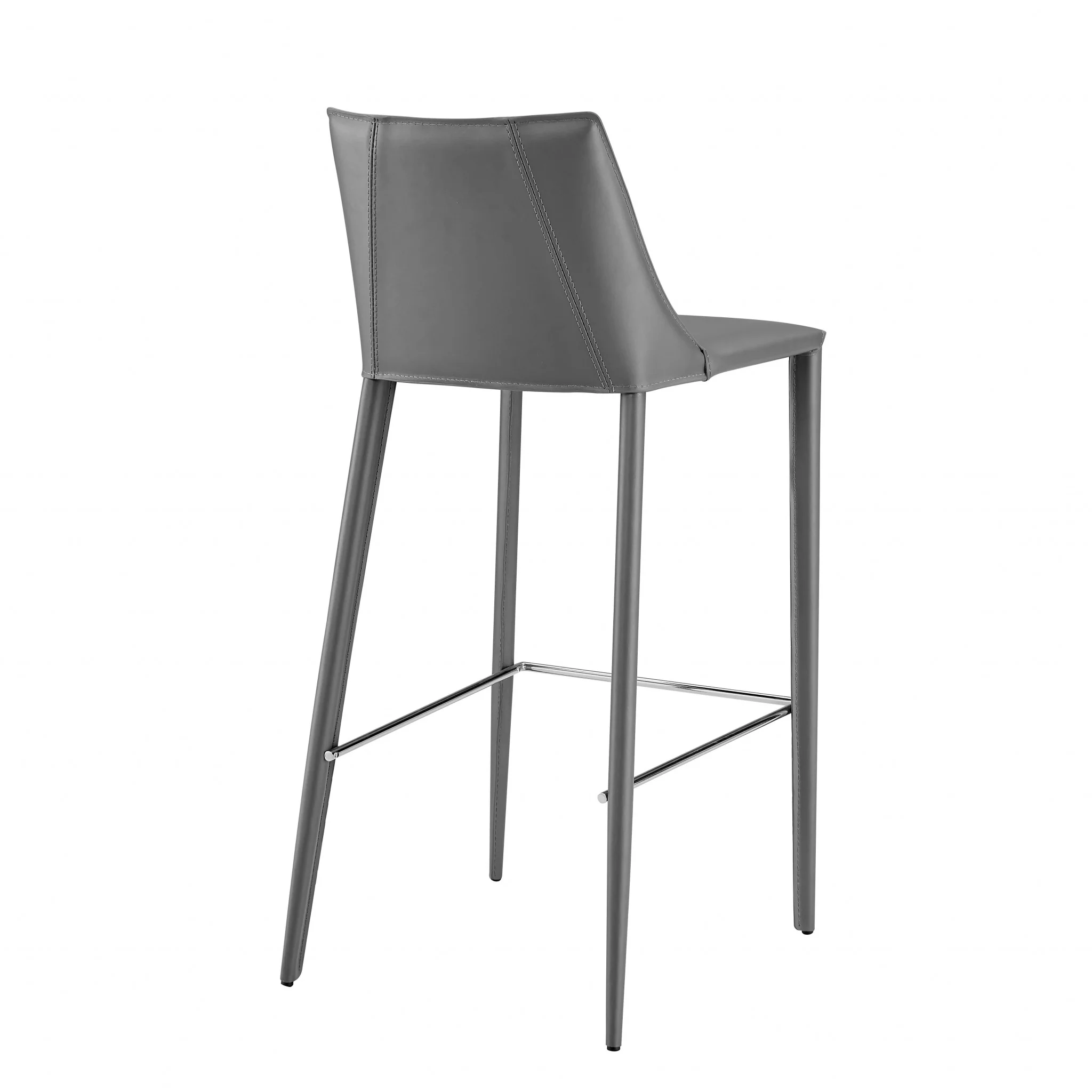 40" Gray Steel Low Back Bar Height Chair With Footrest By Homeroots - Image 4
