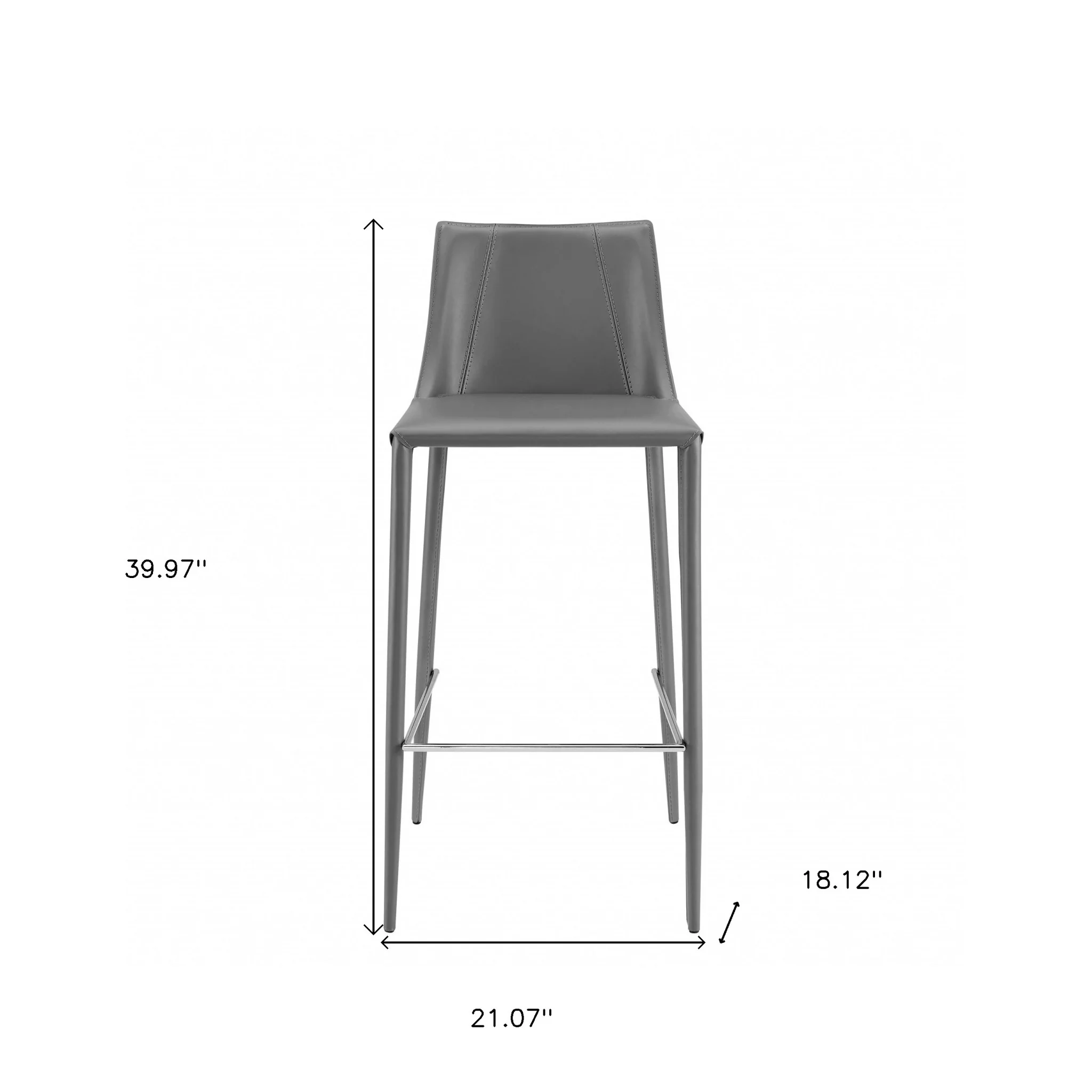 40" Gray Steel Low Back Bar Height Chair With Footrest By Homeroots - Image 7