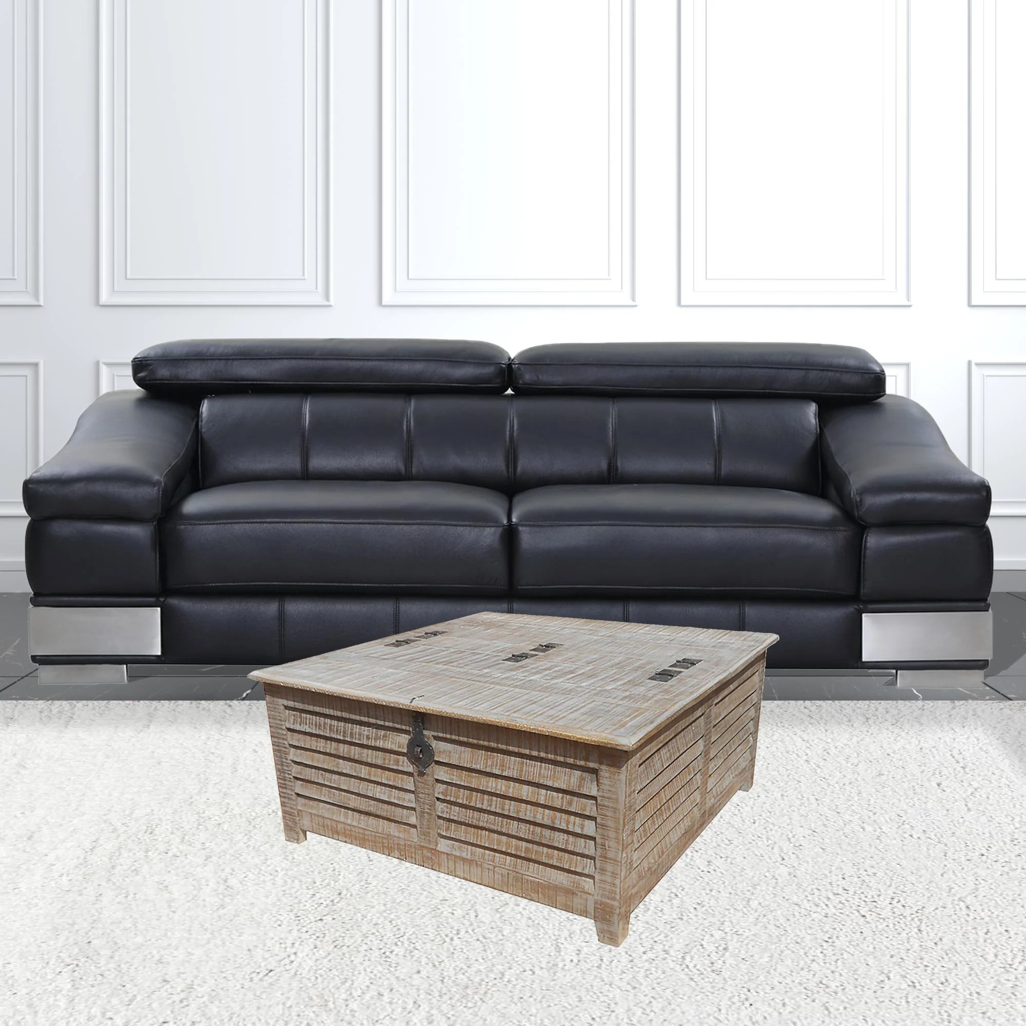 40" Gray Wash Solid Wood Square Distressed Lift Top Coffee Table By Homeroots - Image 2