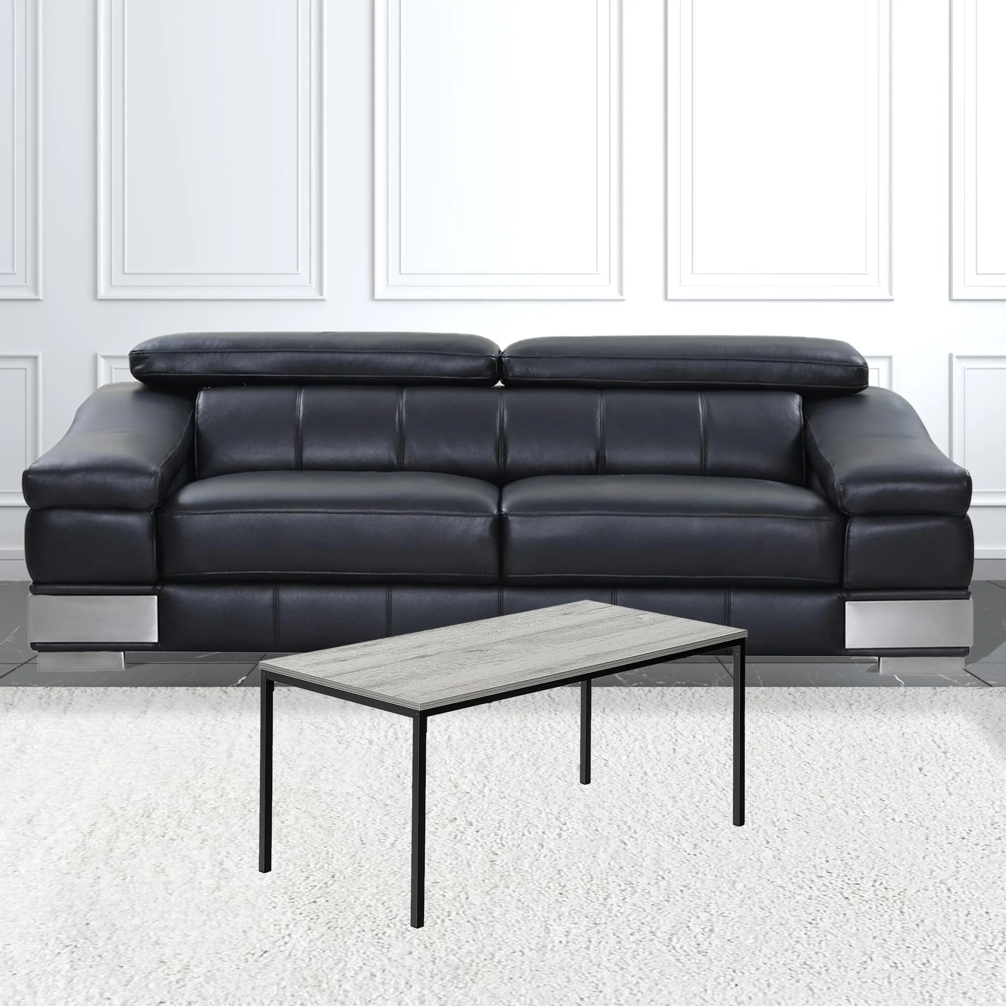 40" Grey And Black Rectangular Coffee Table By Homeroots - Image 6
