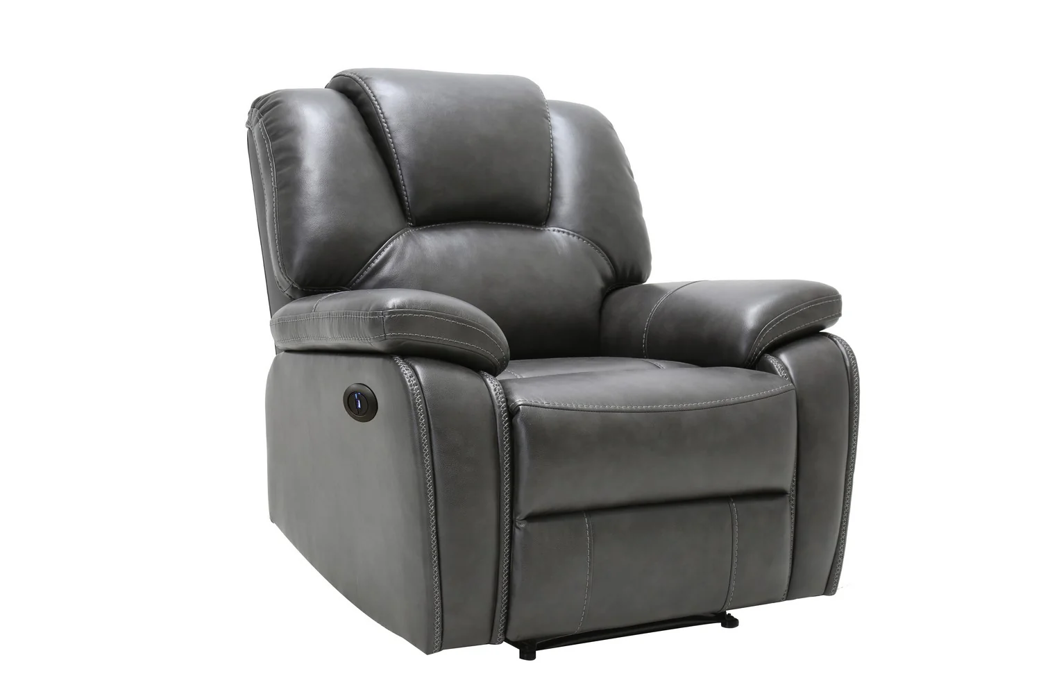40" Grey Contemporary Leather Power Reclining Chair By Homeroots - Image 2