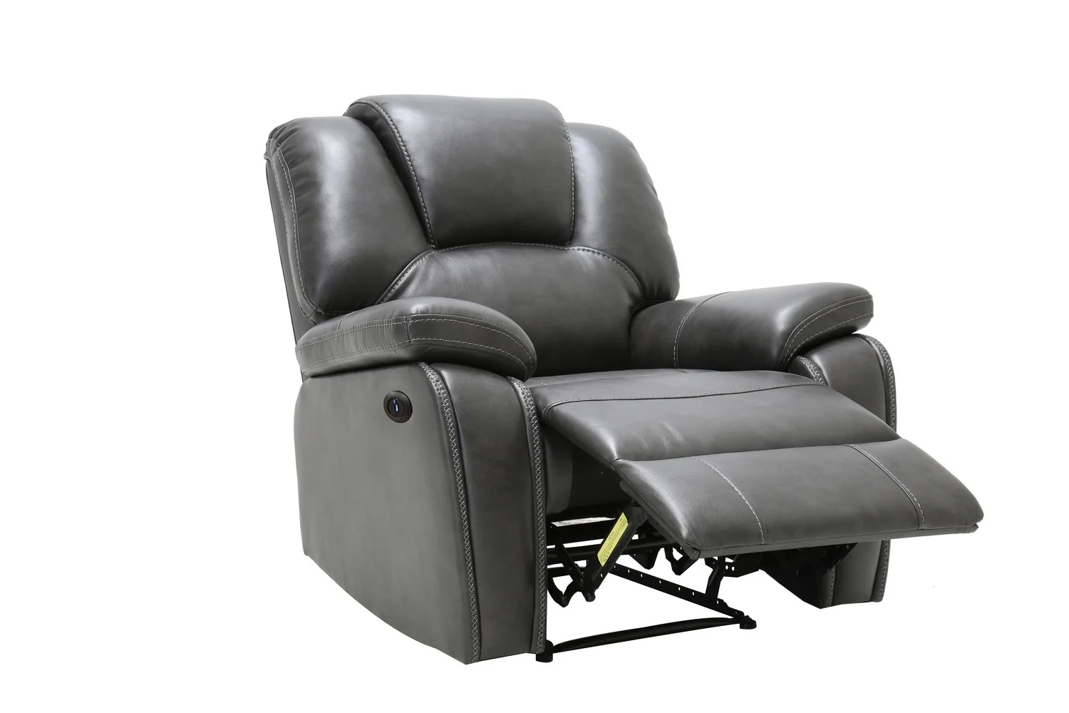 40" Grey Contemporary Leather Power Reclining Chair By Homeroots - Image 4
