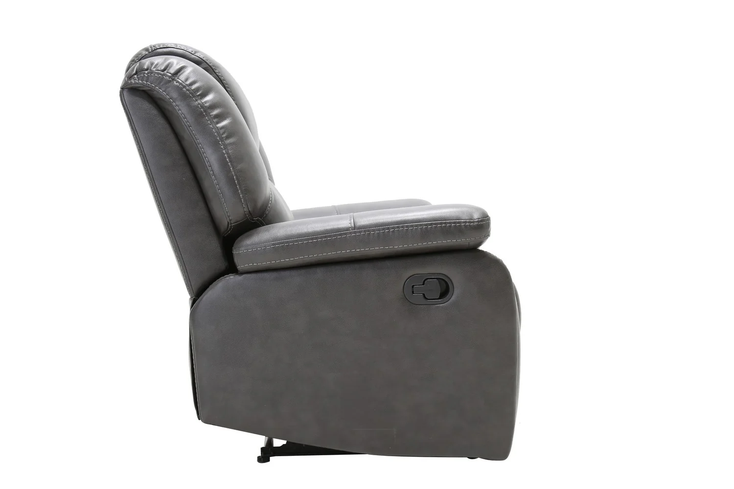 40" Grey Contemporary Leather Reclining Chair By Homeroots - Image 4