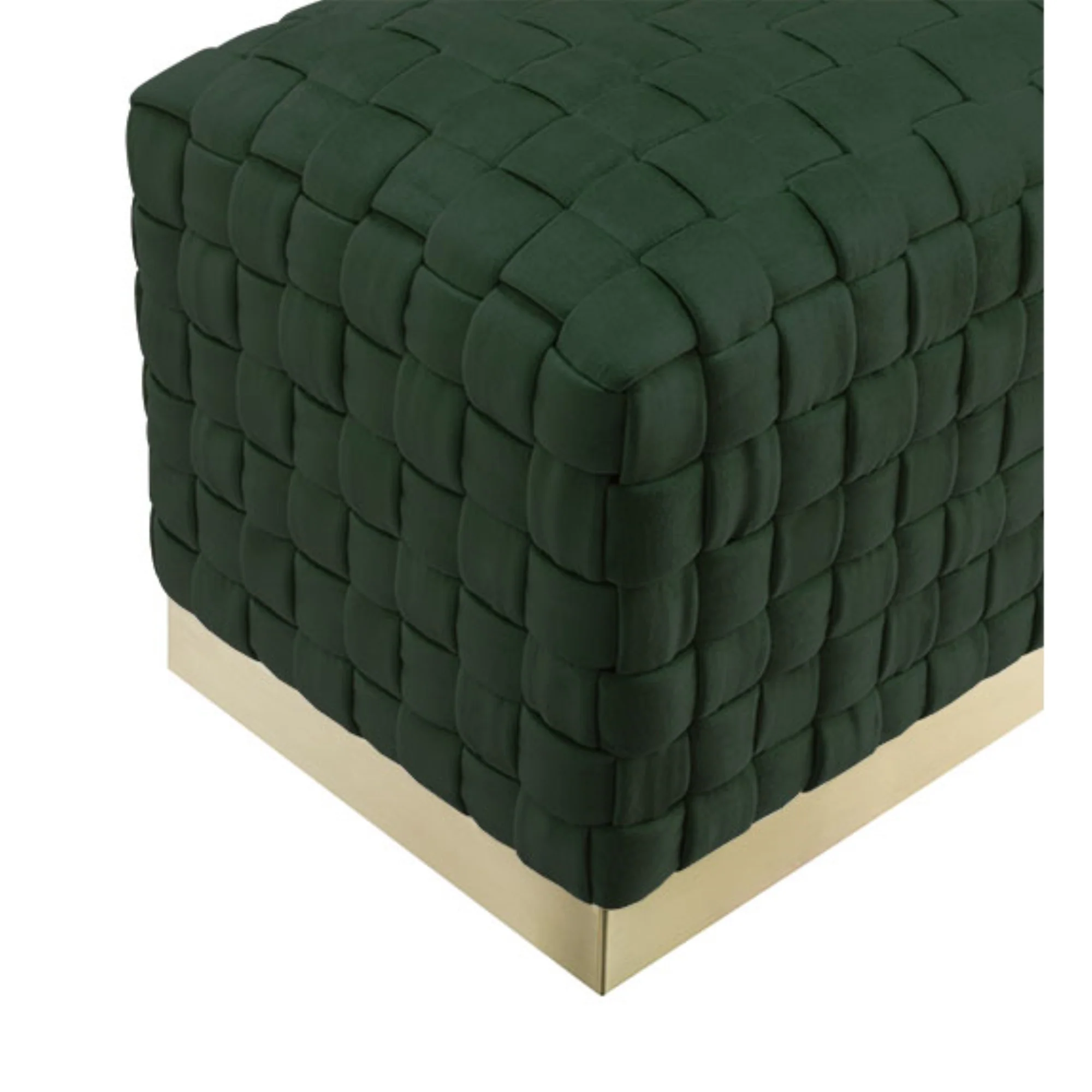 40" Hunter Green And Gold Upholstered Velvet Bench By Homeroots - Image 5